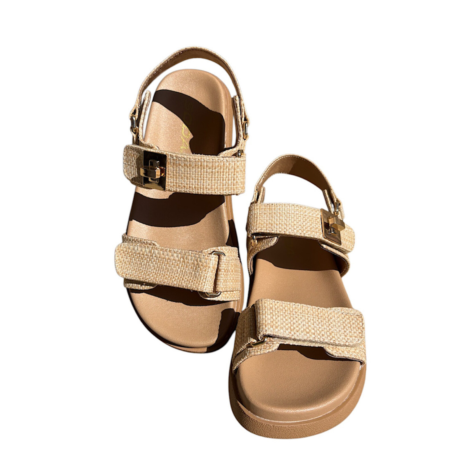 Natural Raffia Woven Double Strap Sandal