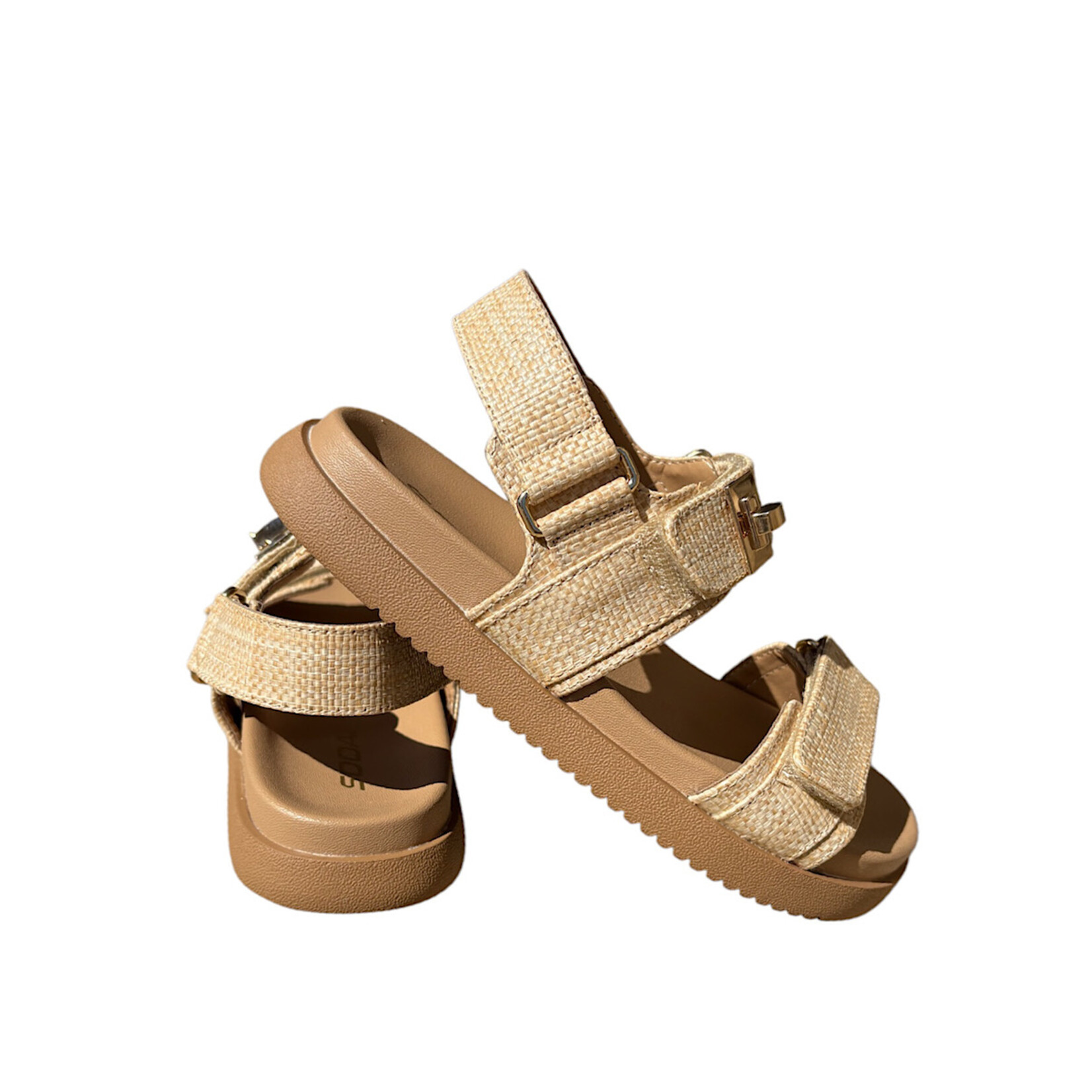 Natural Raffia Woven Double Strap Sandal