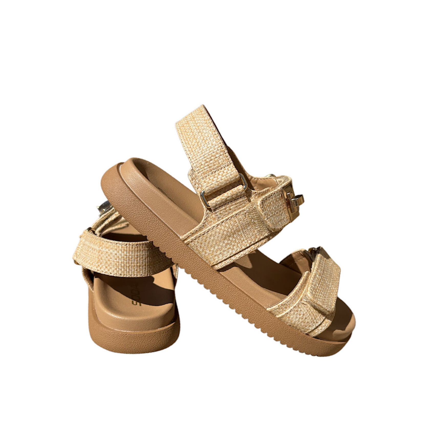 Natural Raffia Woven Double Strap Sandal