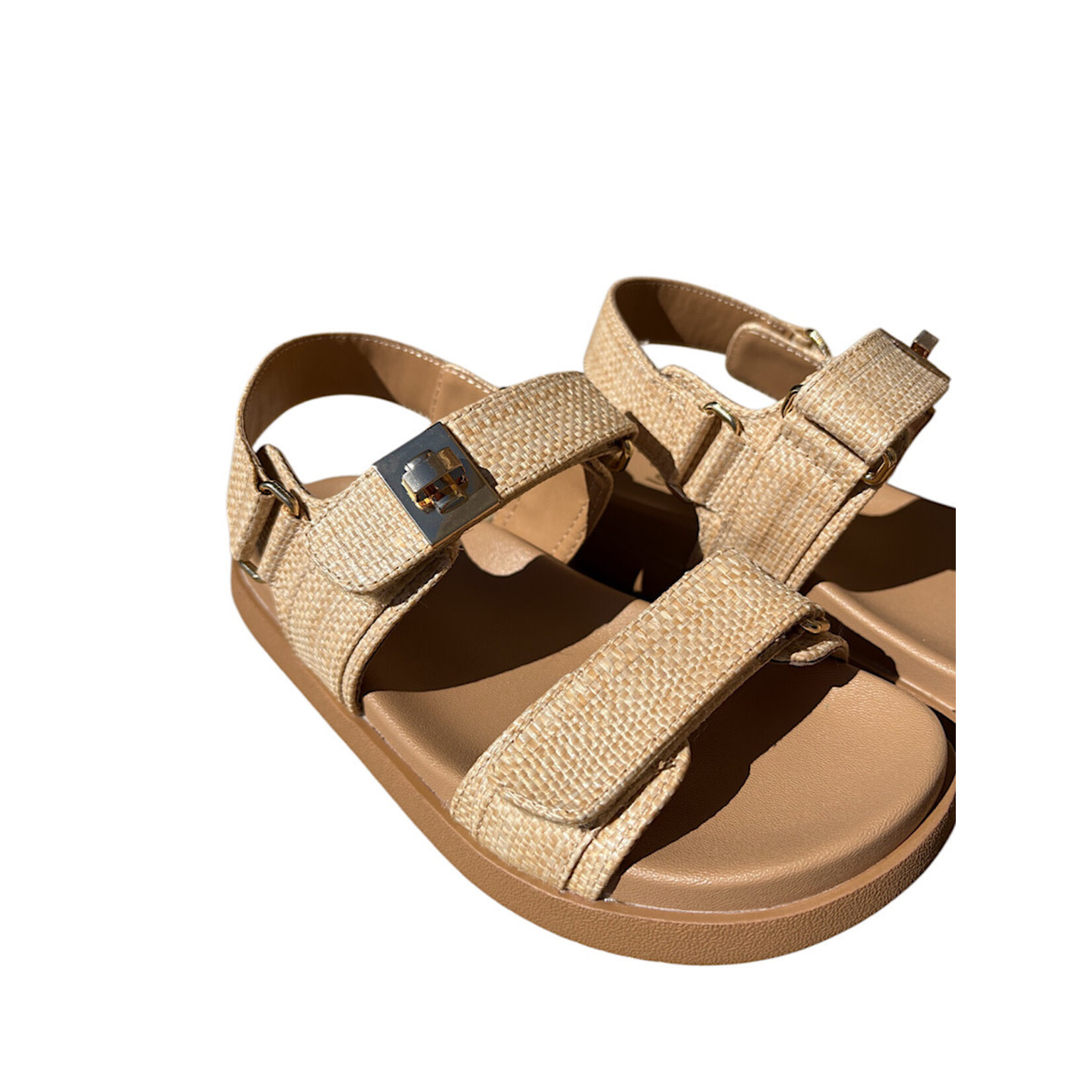 Natural Raffia Woven Double Strap Sandal