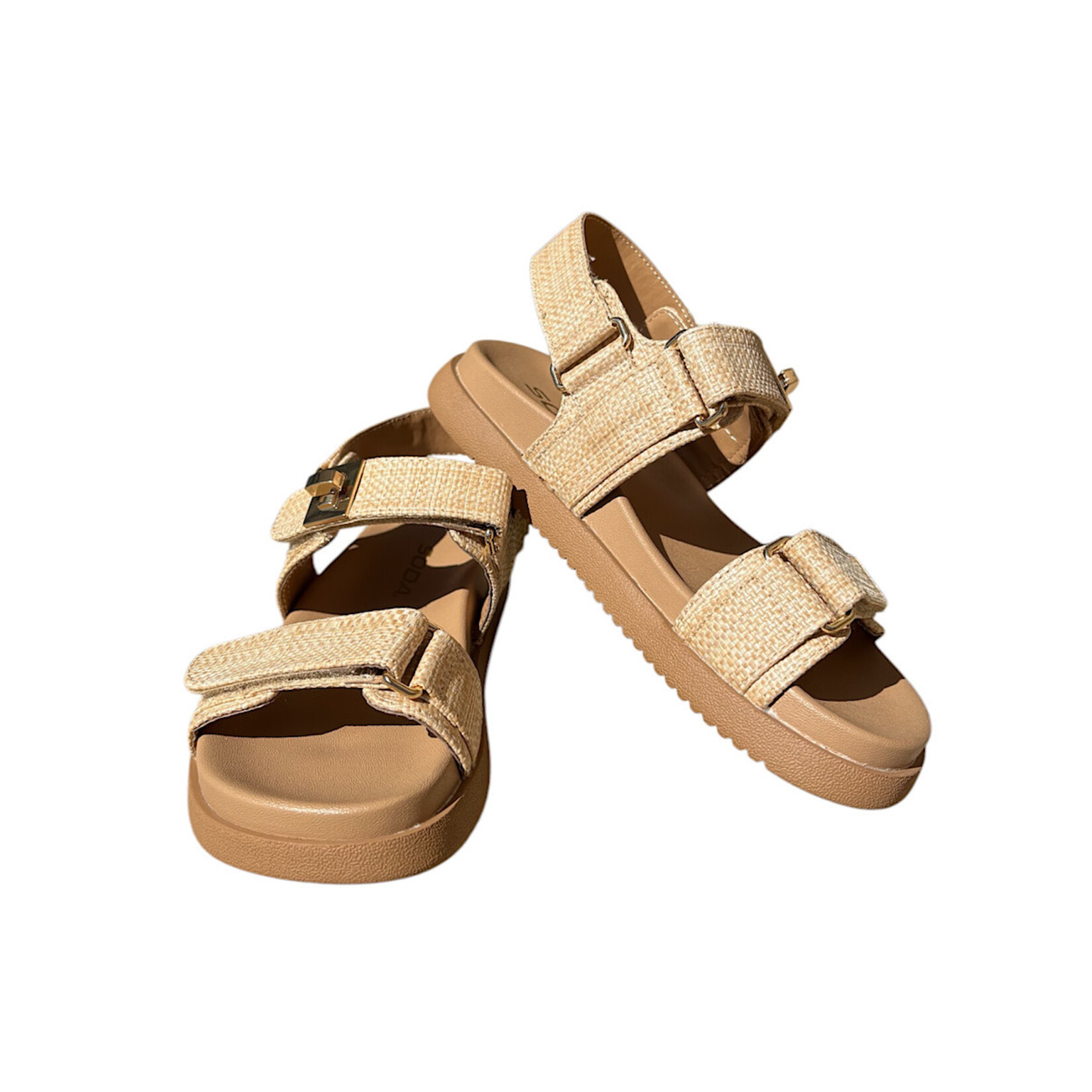 Natural Raffia Woven Double Strap Sandal