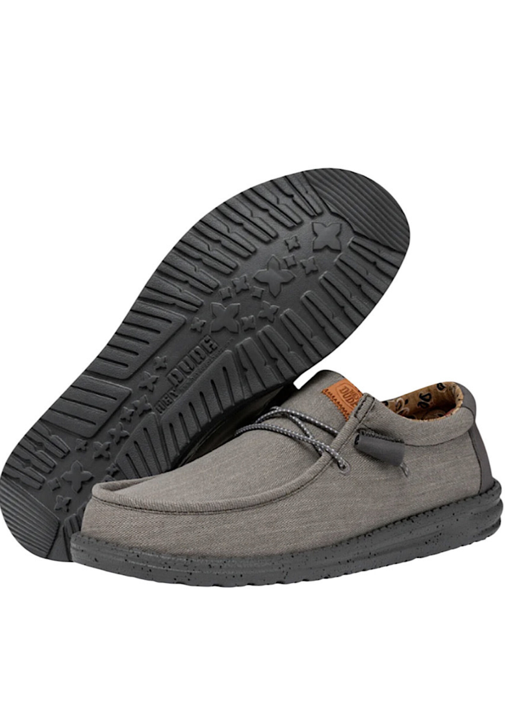 Hey Dude Hey Dude Wally Washed Canvas Charcoal Mens