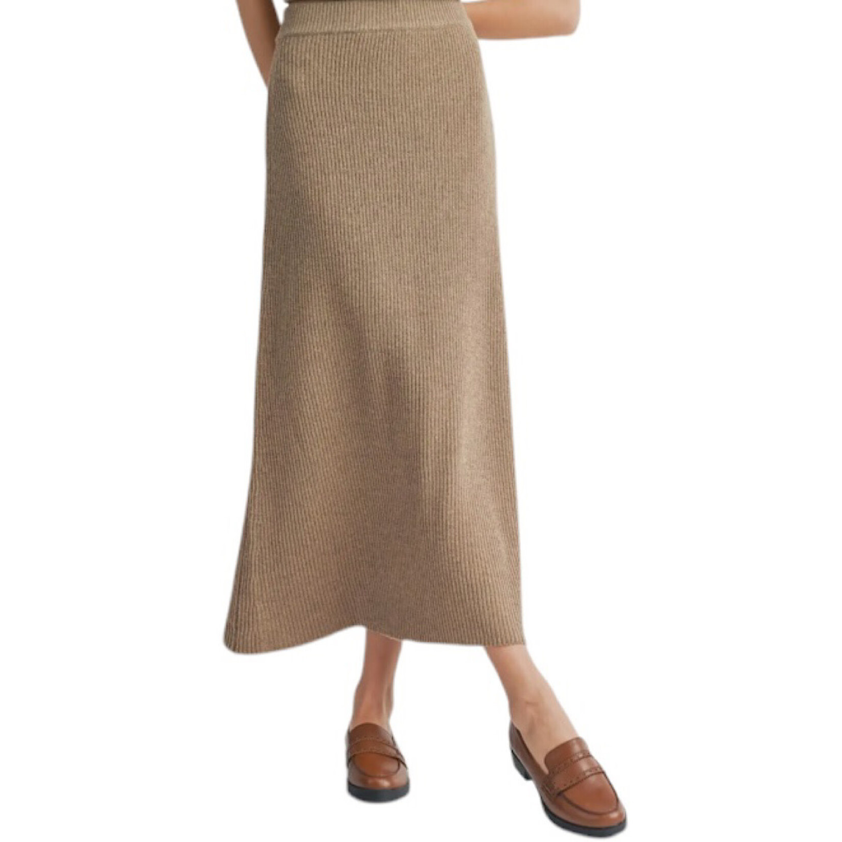 Dark Taupe Sweater Midi Skirt