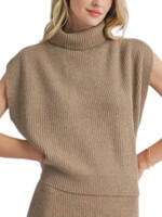 Dark Taupe Ribbed Turtleneck Vest