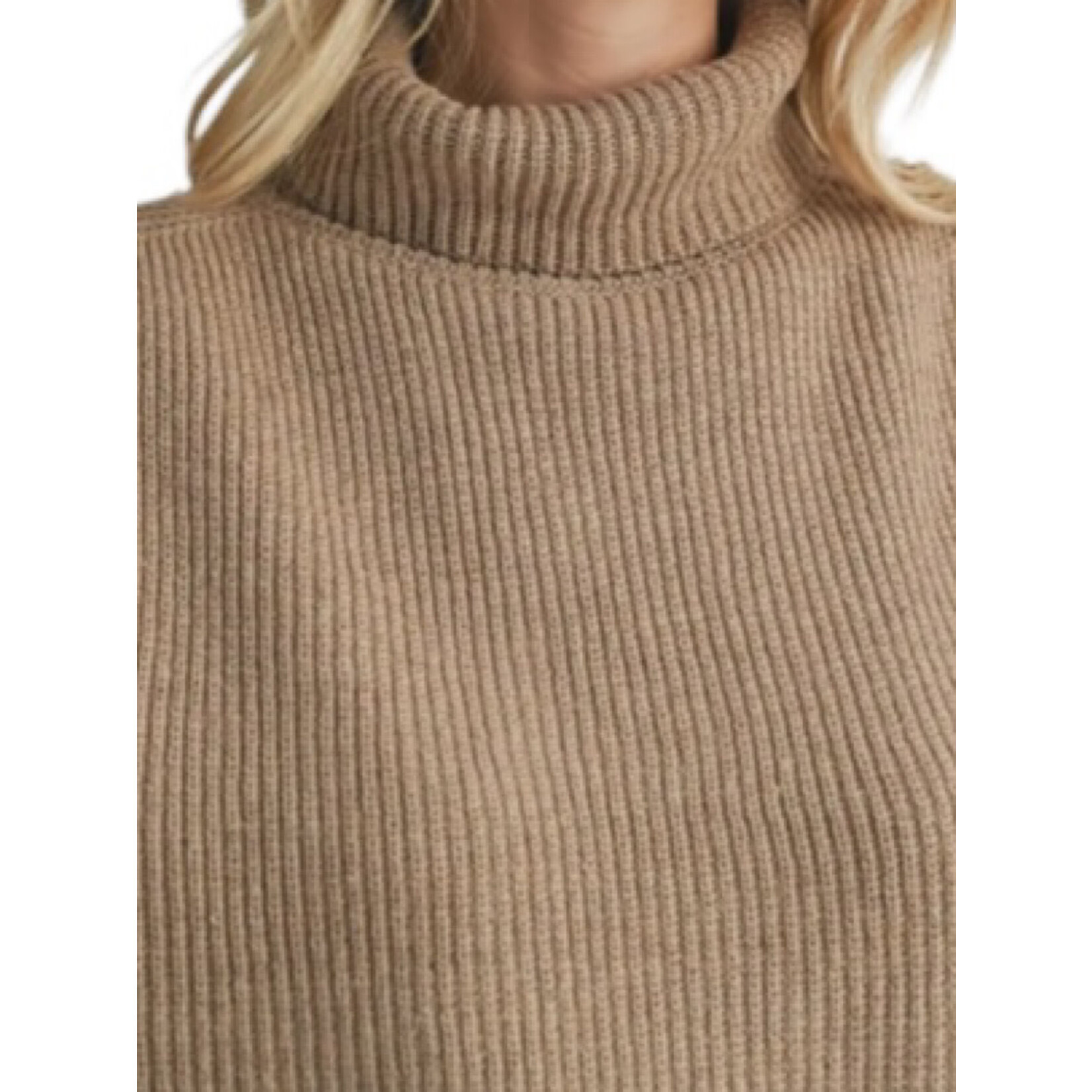 Dark Taupe Ribbed Turtleneck Vest