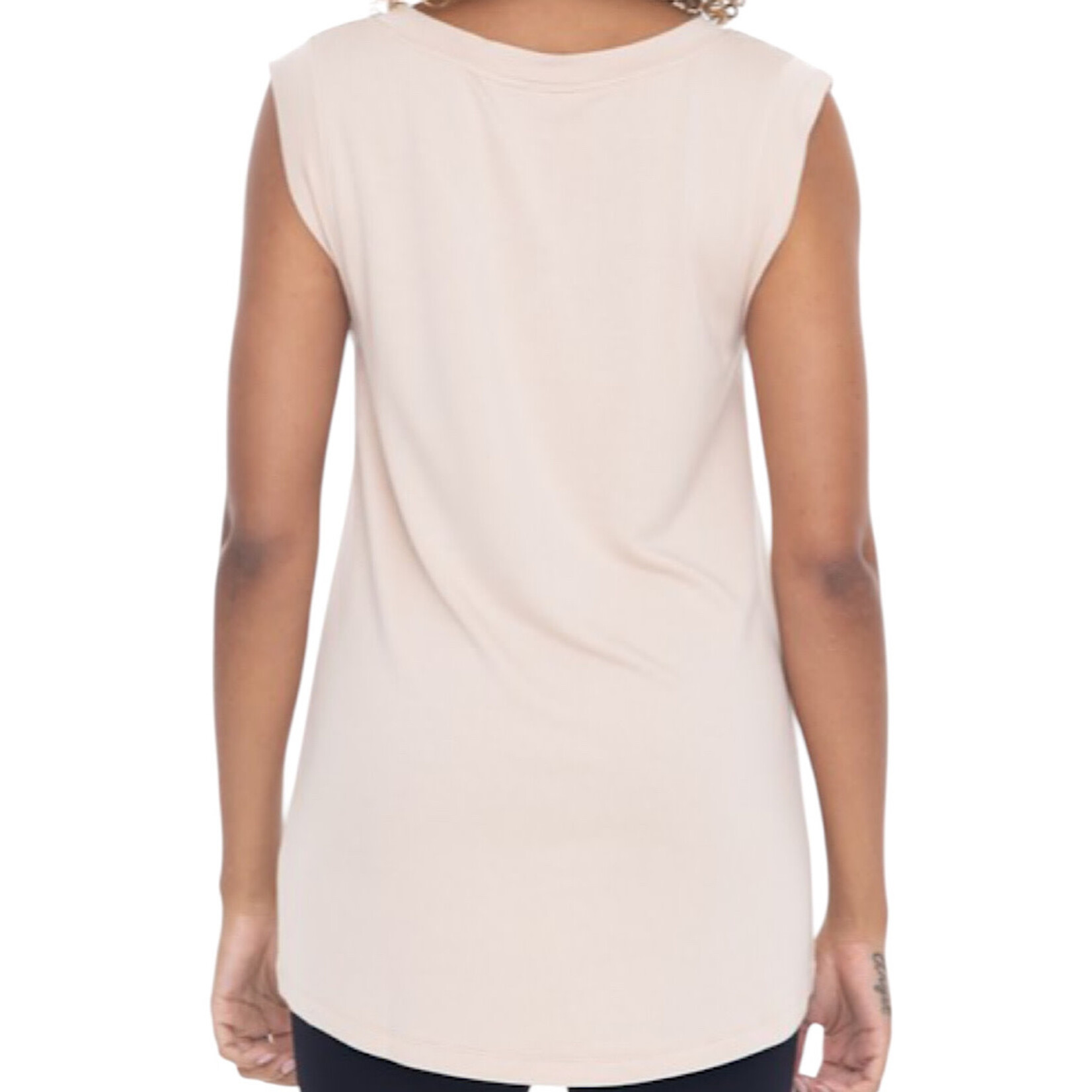 Nude Oversized V Neck Tunic Tee