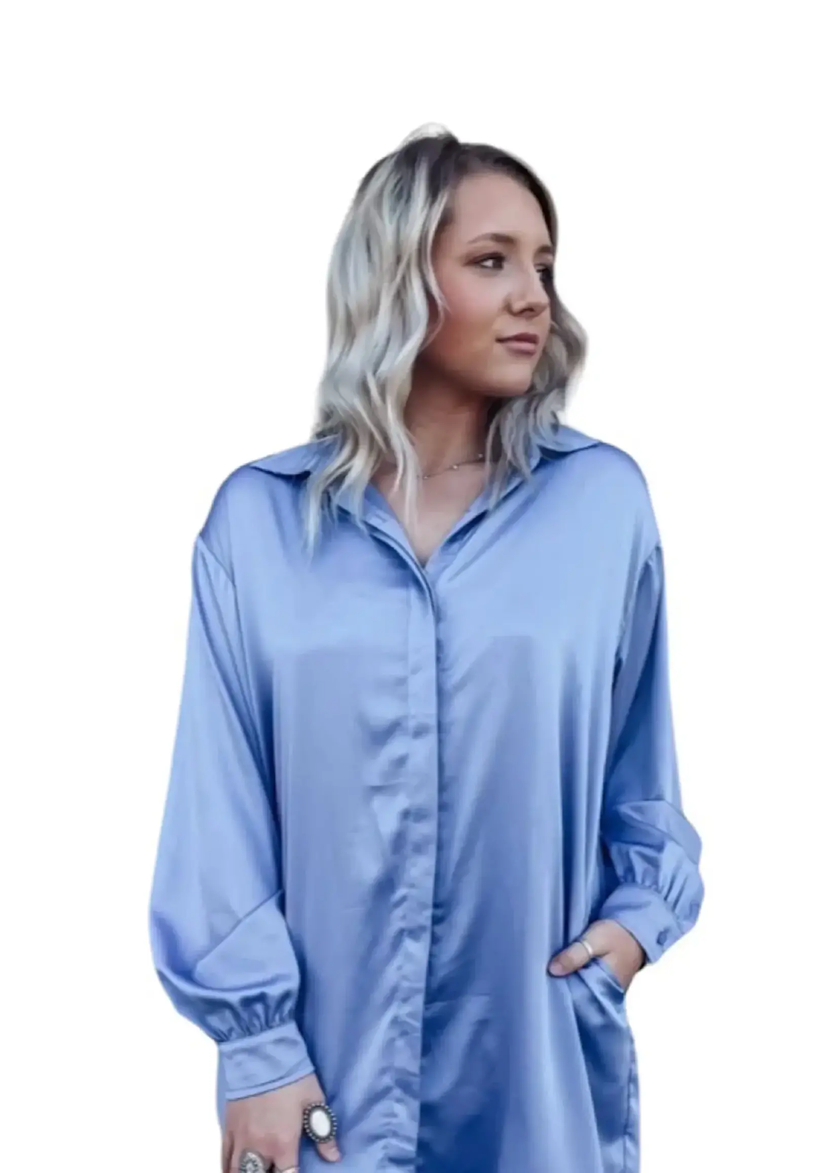 Satin Shirt Dress