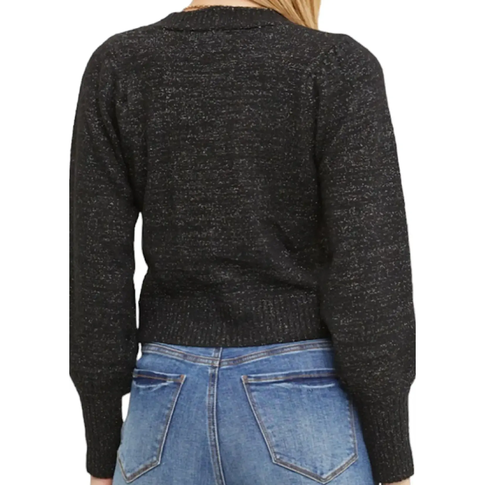 Black Luxe Button Cardigan