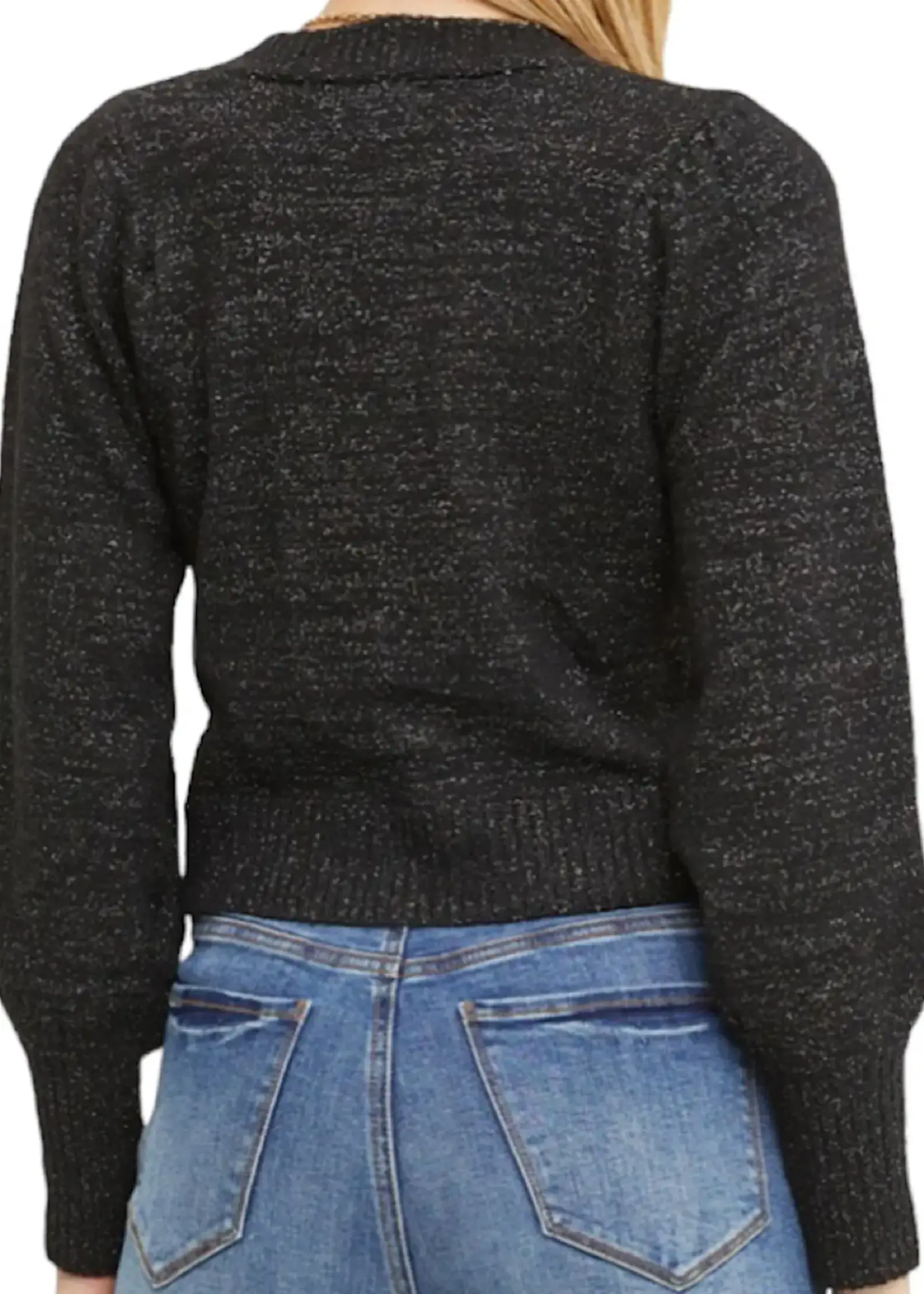 Black Luxe Button Cardigan