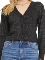 Black Luxe Button Cardigan