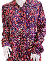 Batik Paisley Collared Button Up Woven Blouse S