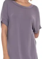 Grey Dolman Sleeve Oversized Tunic Tee