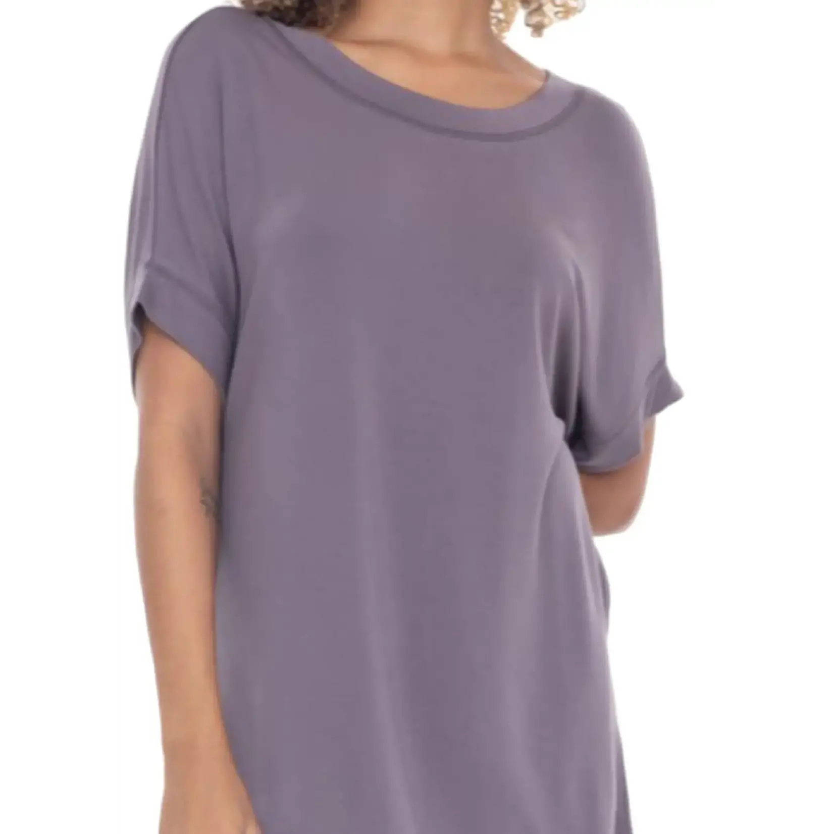 Grey Dolman Sleeve Oversized Tunic Tee