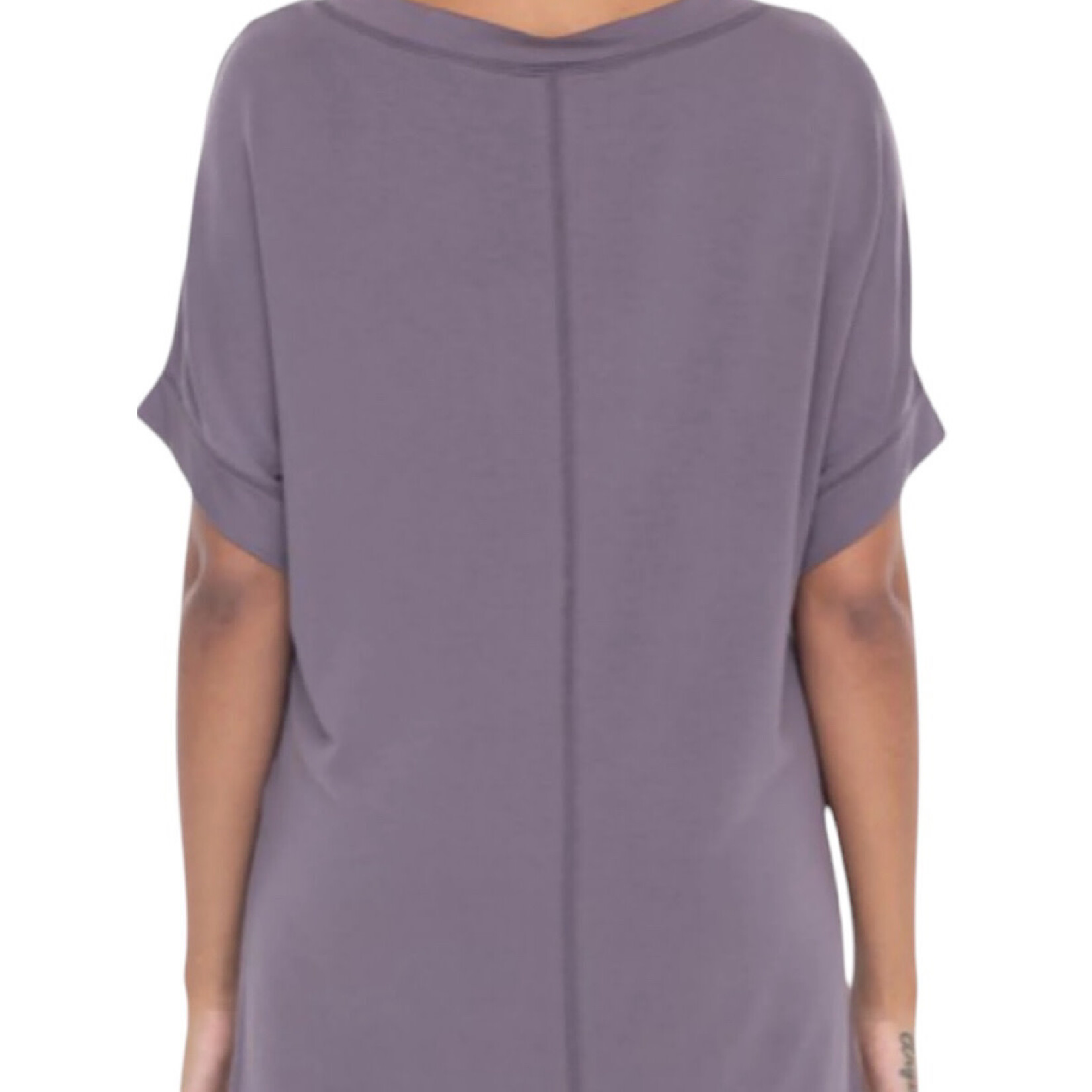 Grey Dolman Sleeve Oversized Tunic Tee