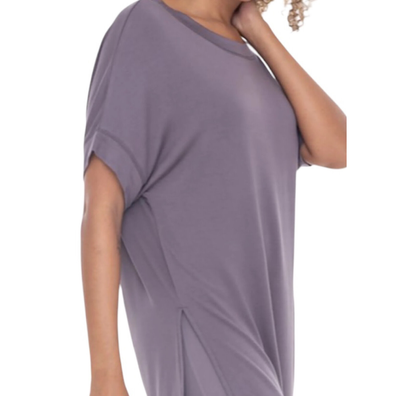 Grey Dolman Sleeve Oversized Tunic Tee
