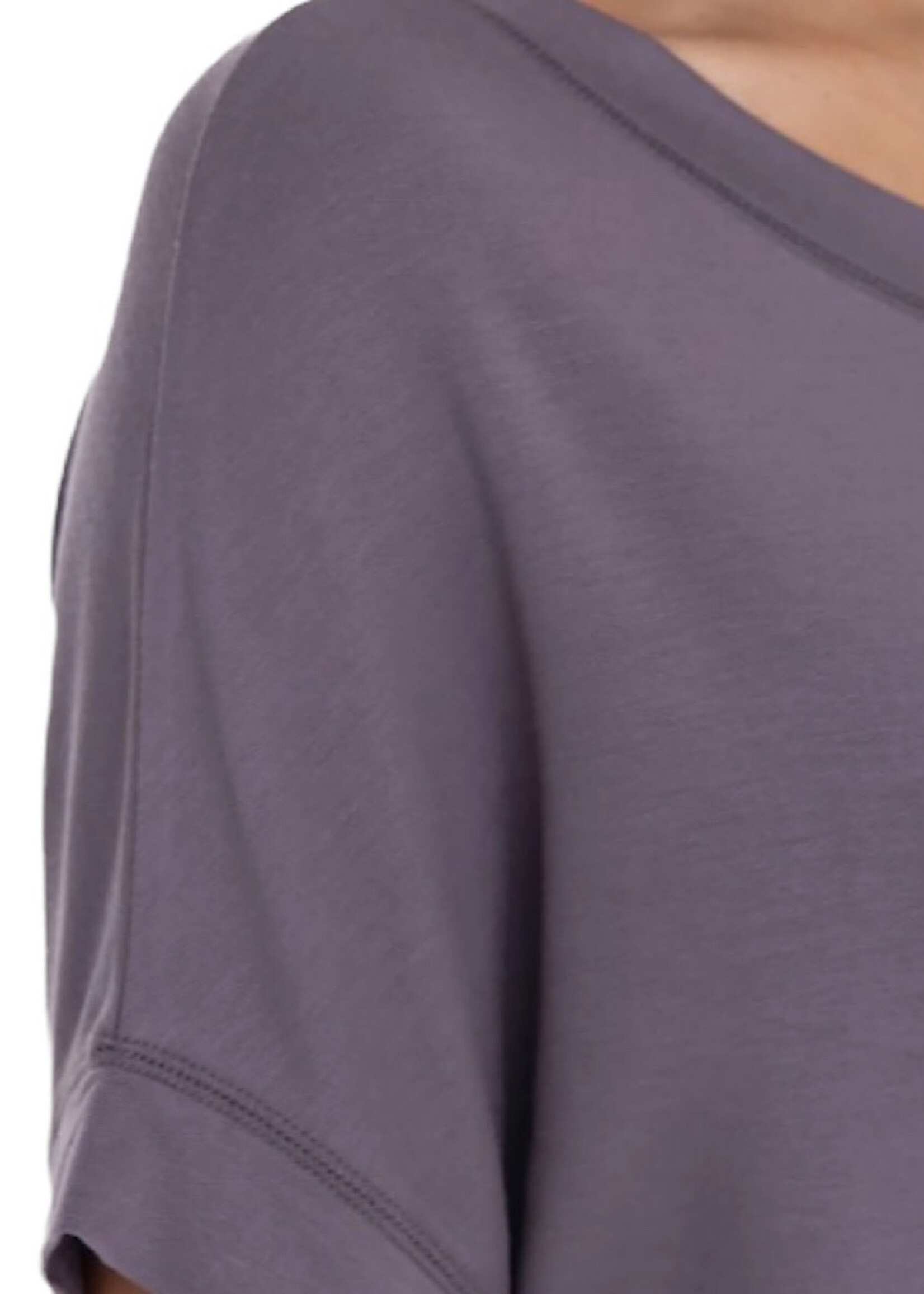 Grey Dolman Sleeve Oversized Tunic Tee