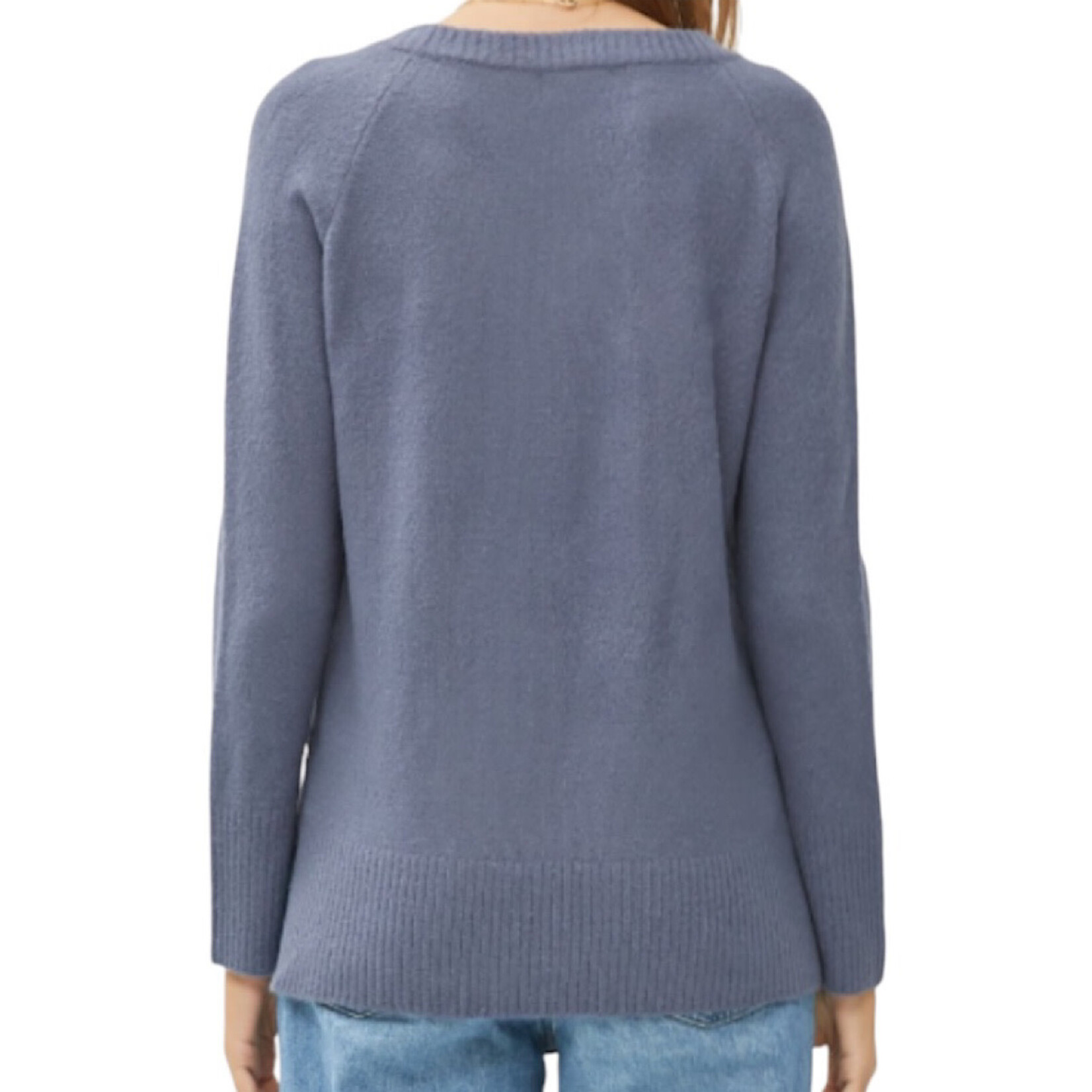 Slate Blue Classic V Neck Sweater