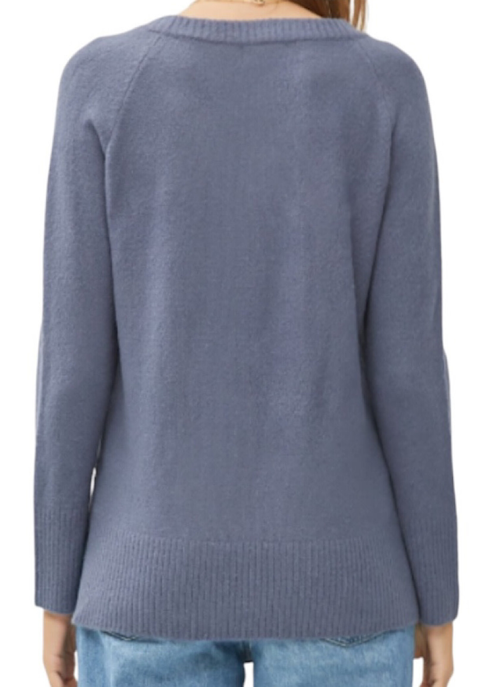 Slate Blue Classic V Neck Sweater
