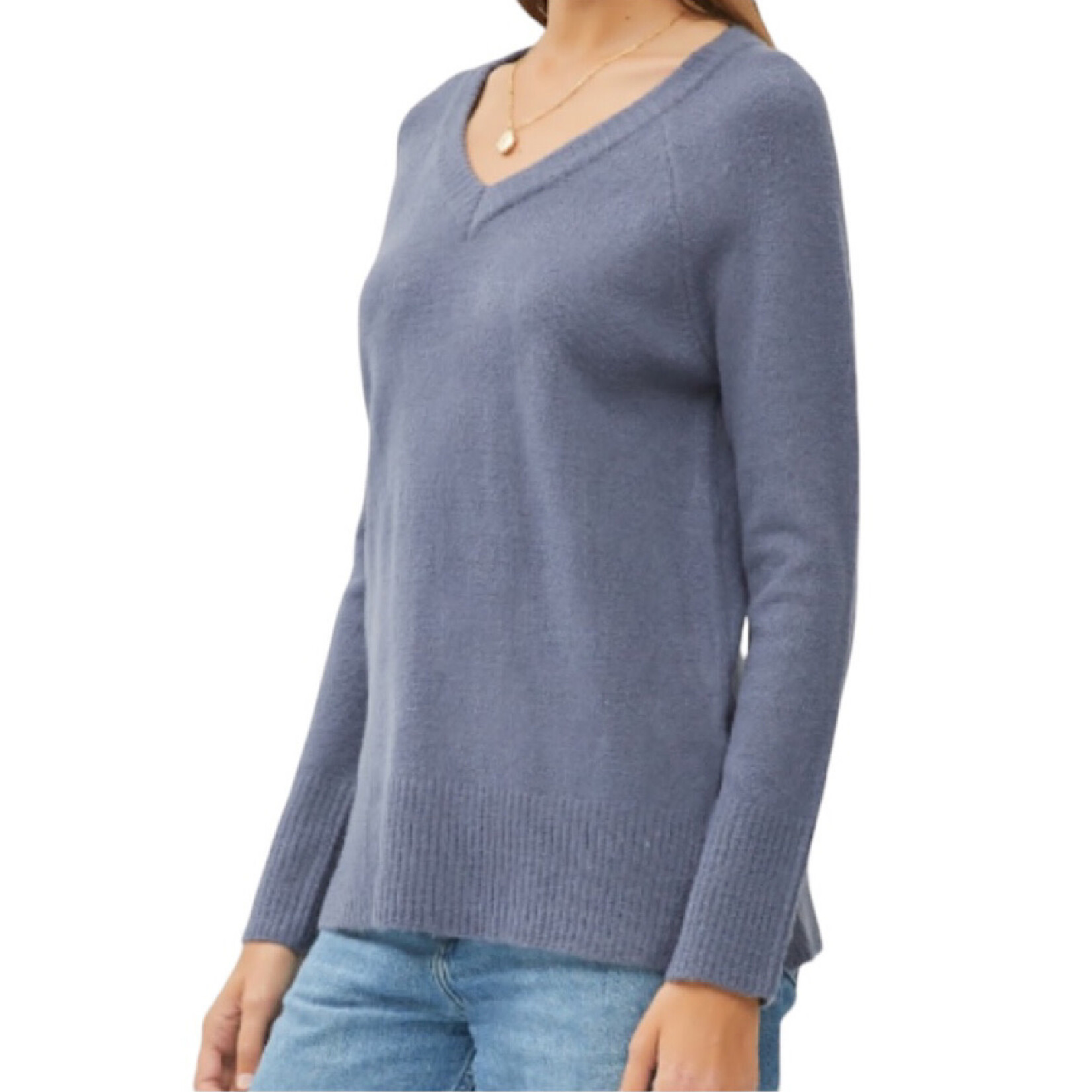 Slate Blue Classic V Neck Sweater