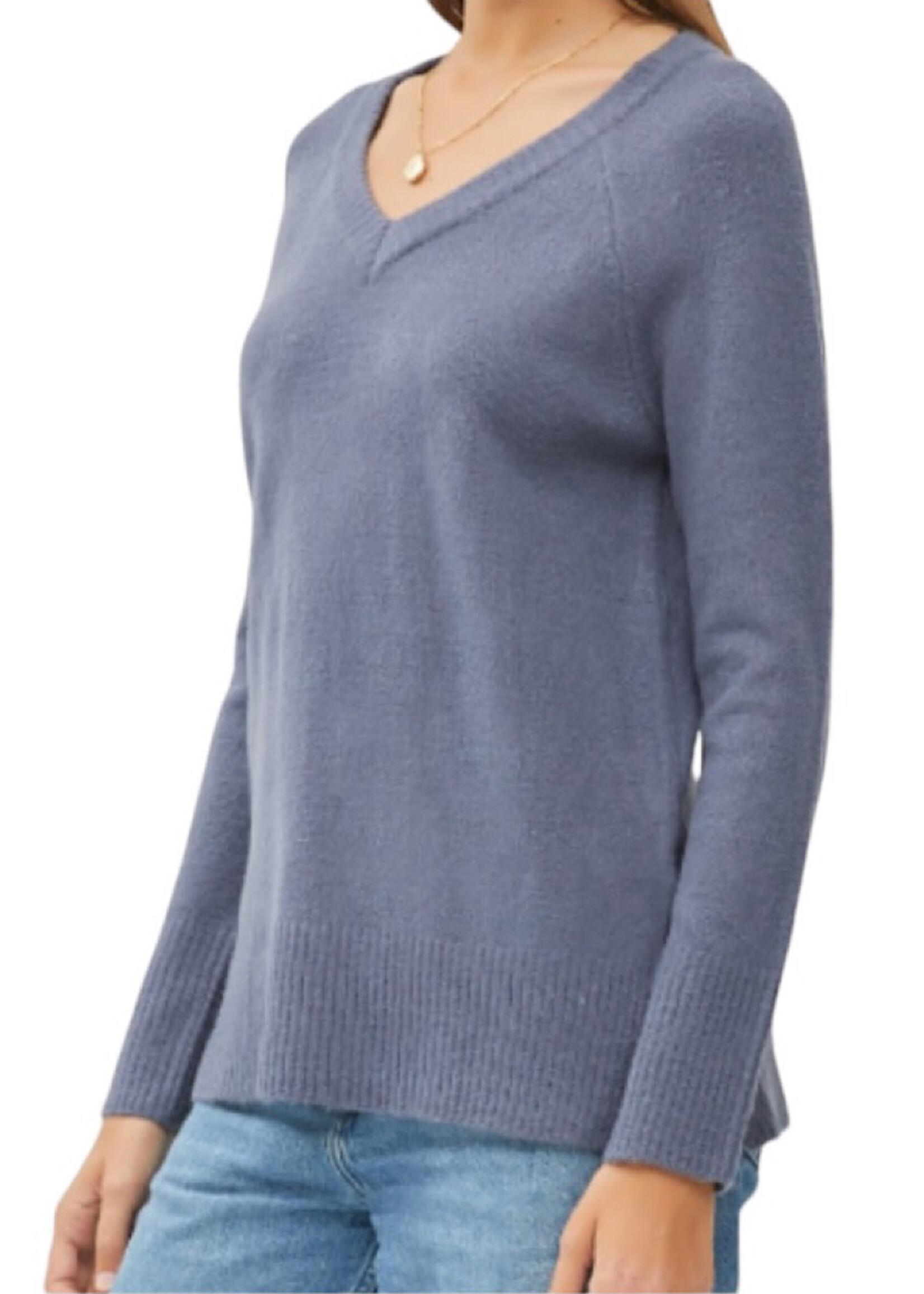 Slate Blue Classic V Neck Sweater