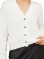 White Fuzzy Ribbed Button Up Cardigan