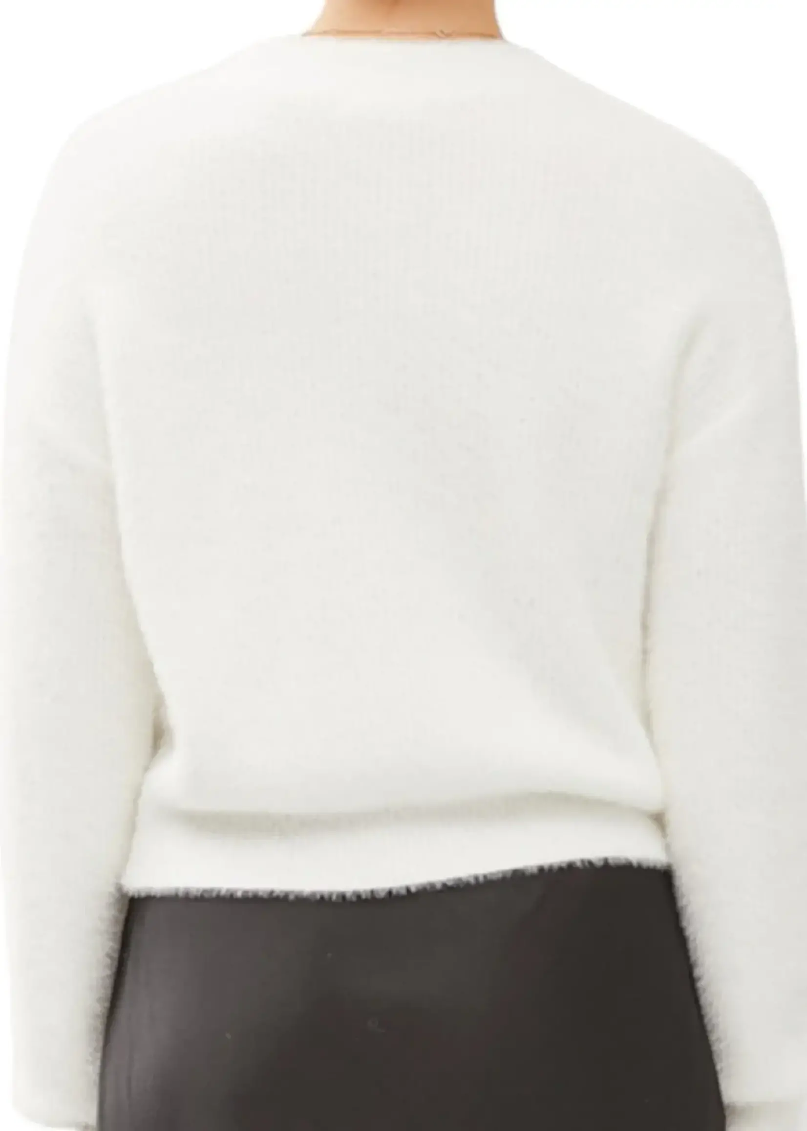 White Fuzzy Ribbed Button Up Cardigan