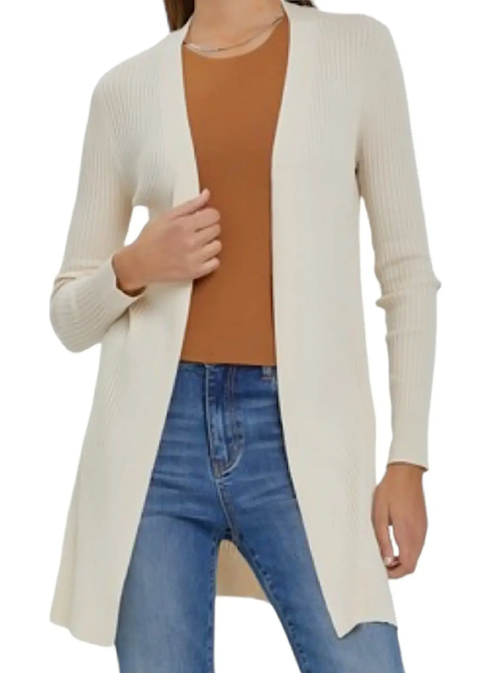 Vanilla Long Ribbed Cardigan