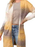 Mustard Ombre Knit Open Cardigan