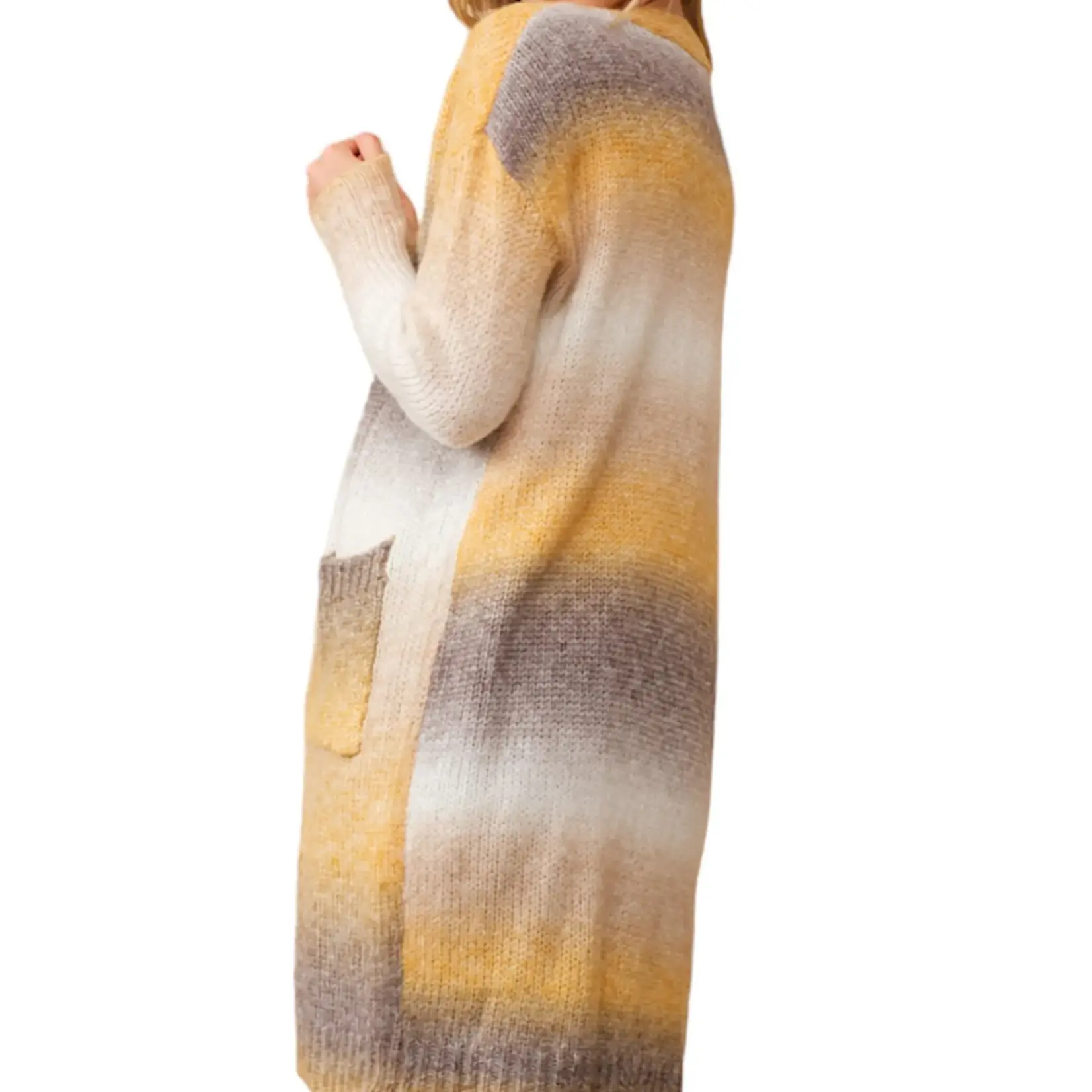 Mustard Ombre Knit Open Cardigan