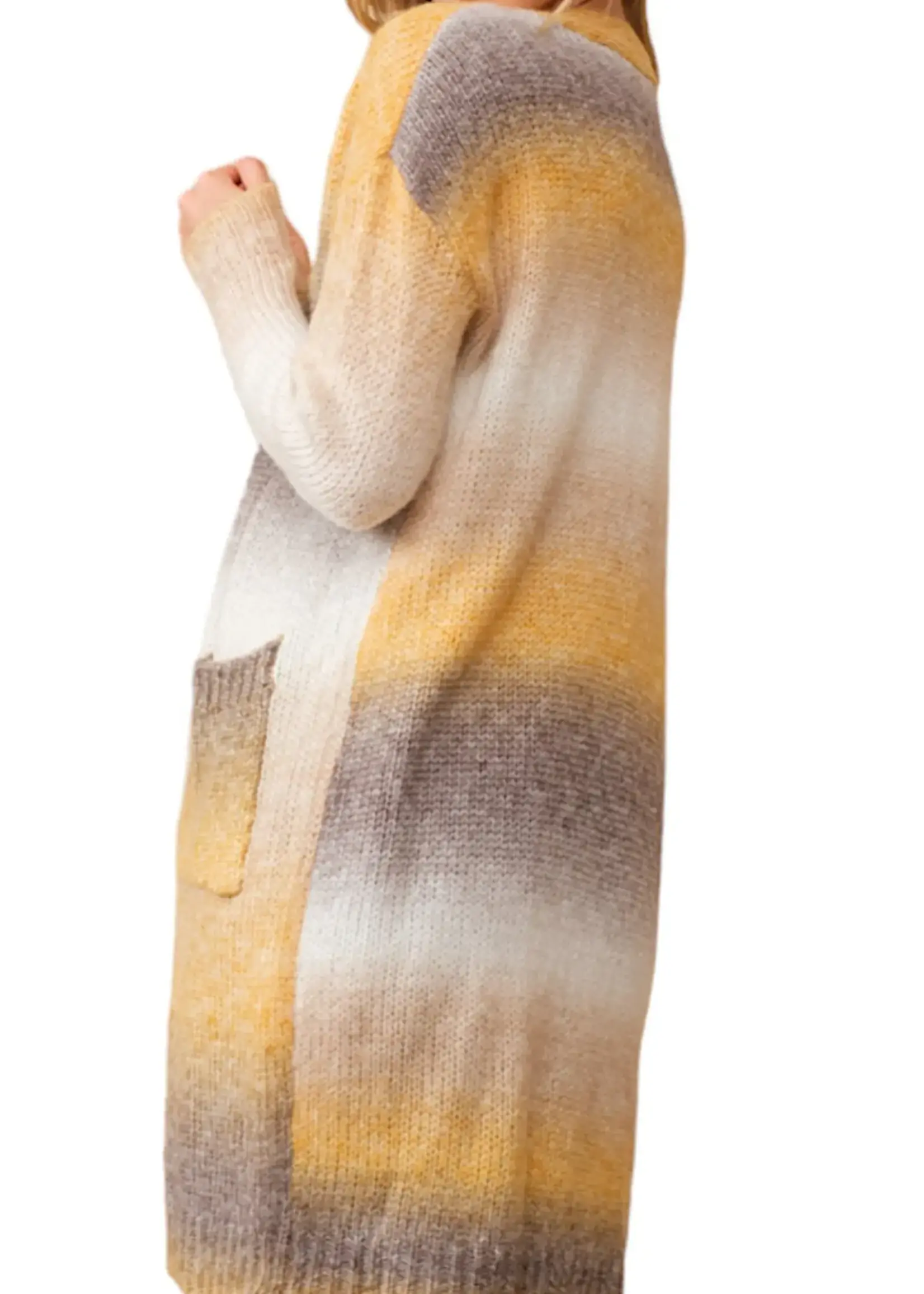 Mustard Ombre Knit Open Cardigan