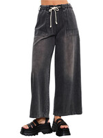 Charcoal Denim Wide Leg Pants