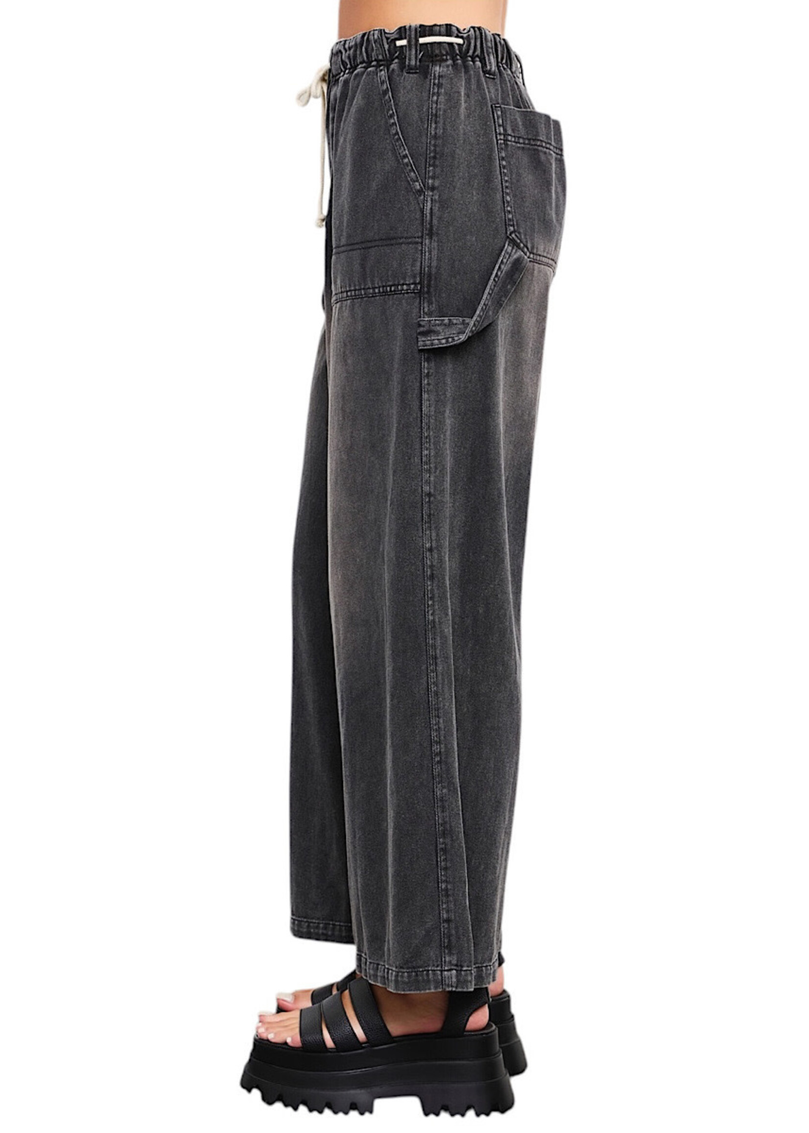 Charcoal Denim Wide Leg Pants