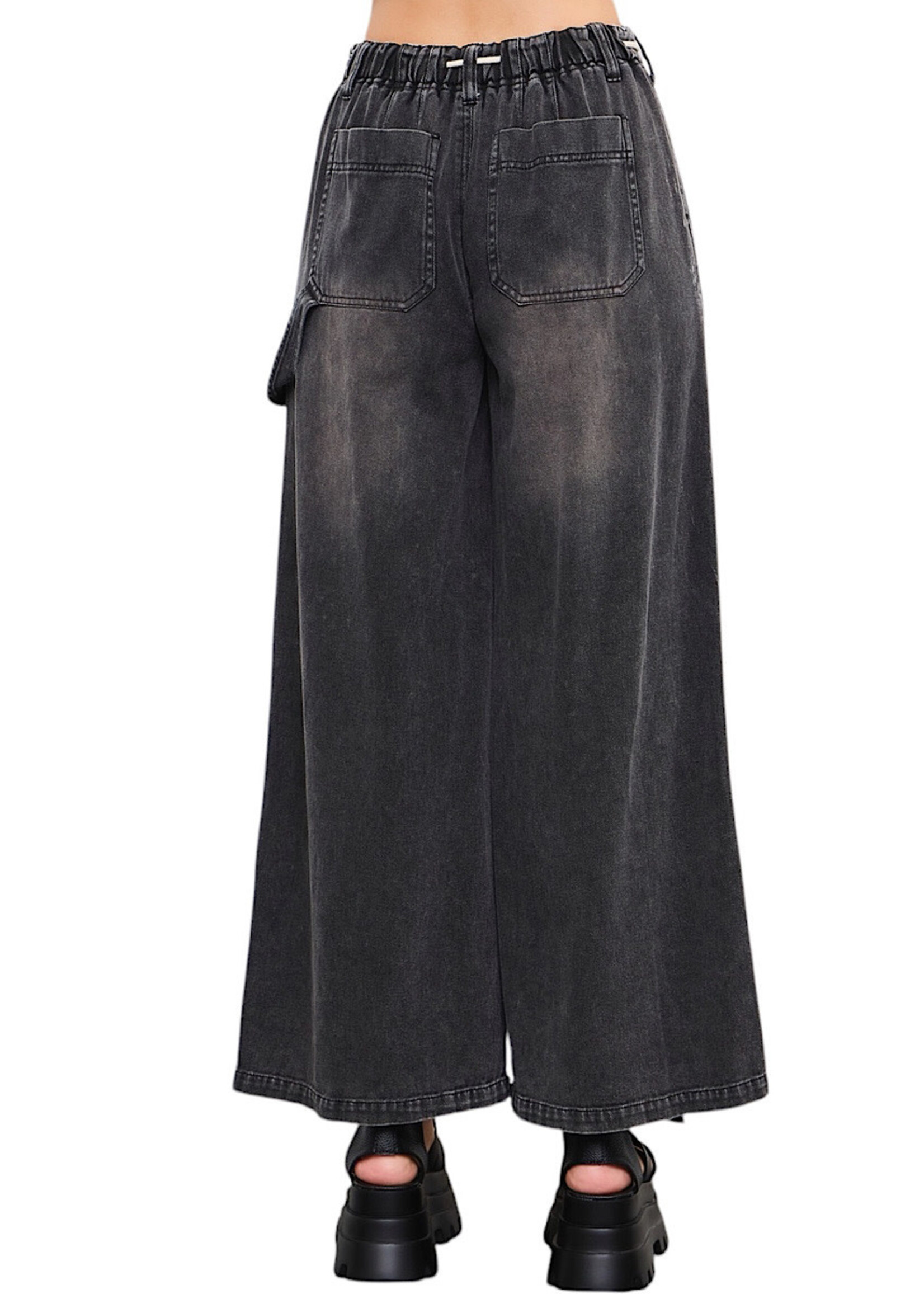 Charcoal Denim Wide Leg Pants