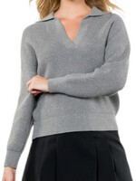 Grey Collared Knit Sweater