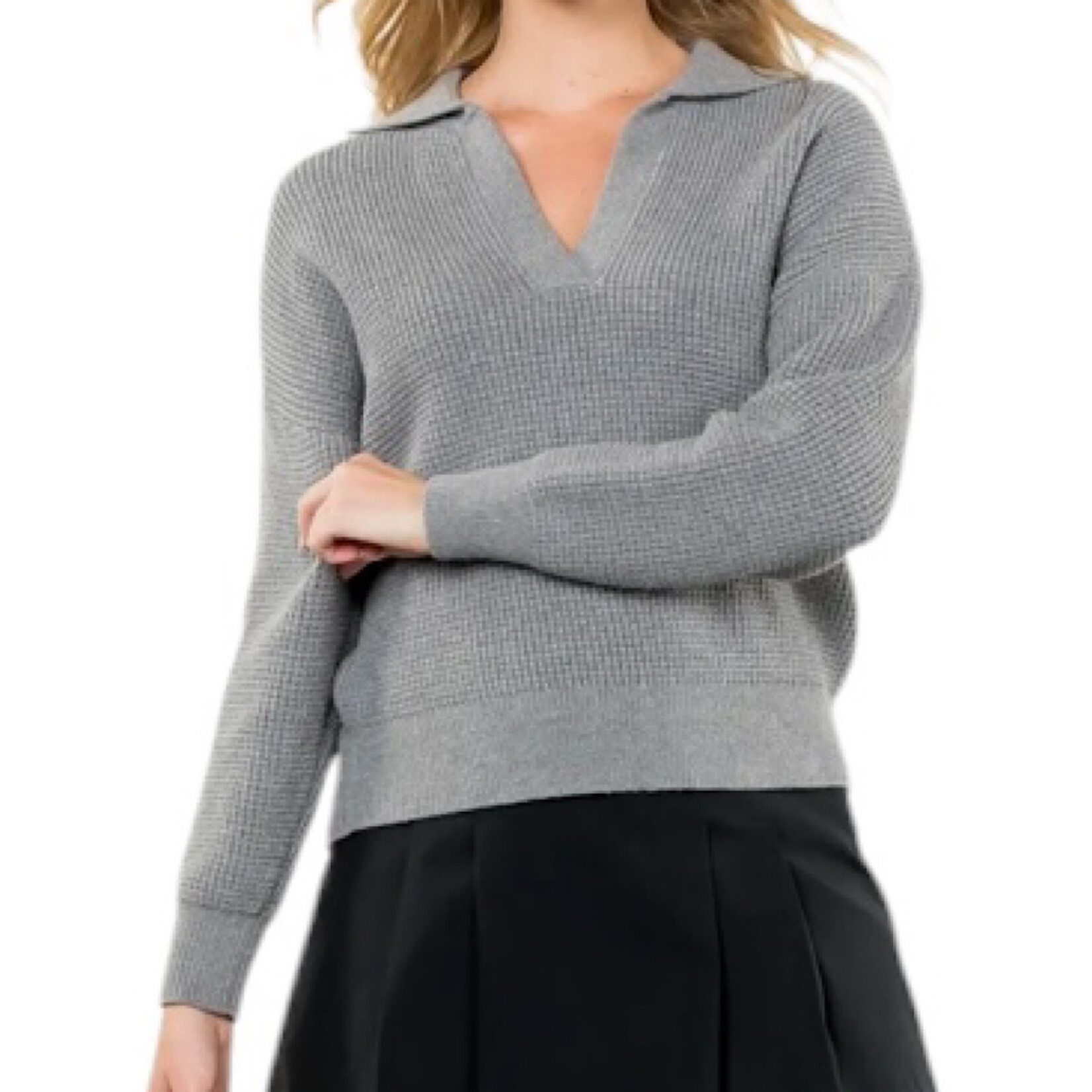 Grey Collared Knit Sweater