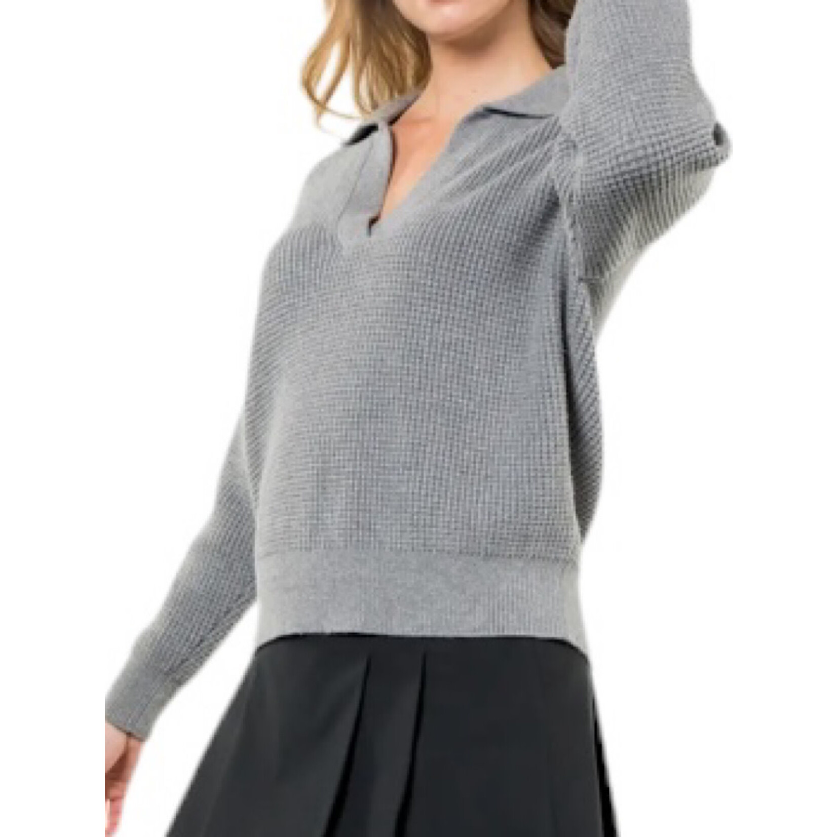 Grey Collared Knit Sweater