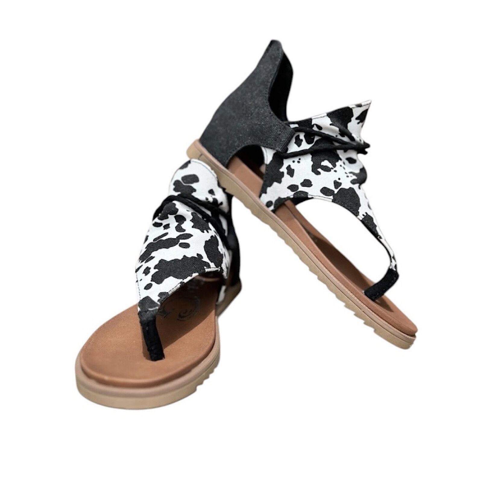 Very G Angelika Black Cow Sandals