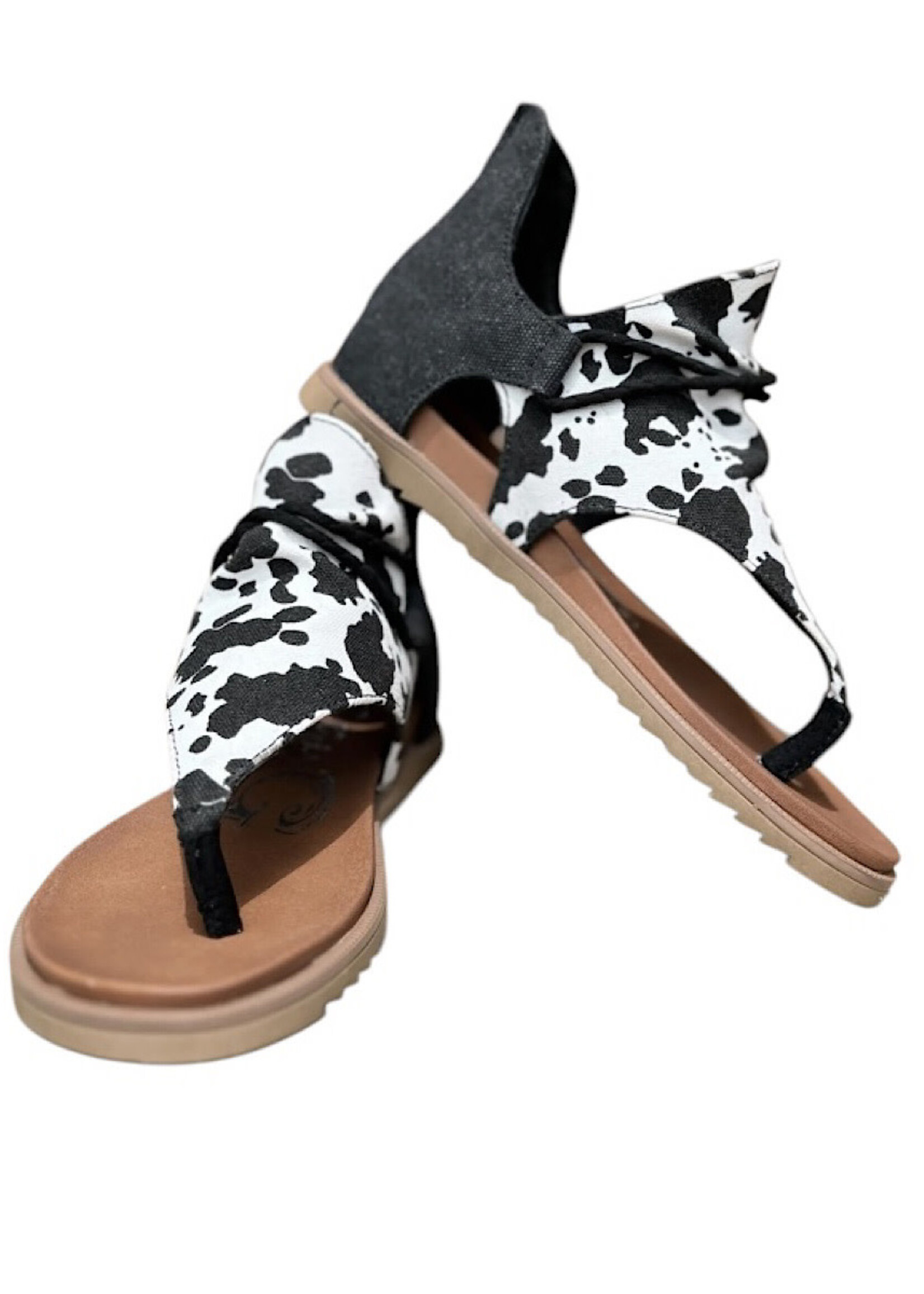 Very G Angelika Black Cow Sandals