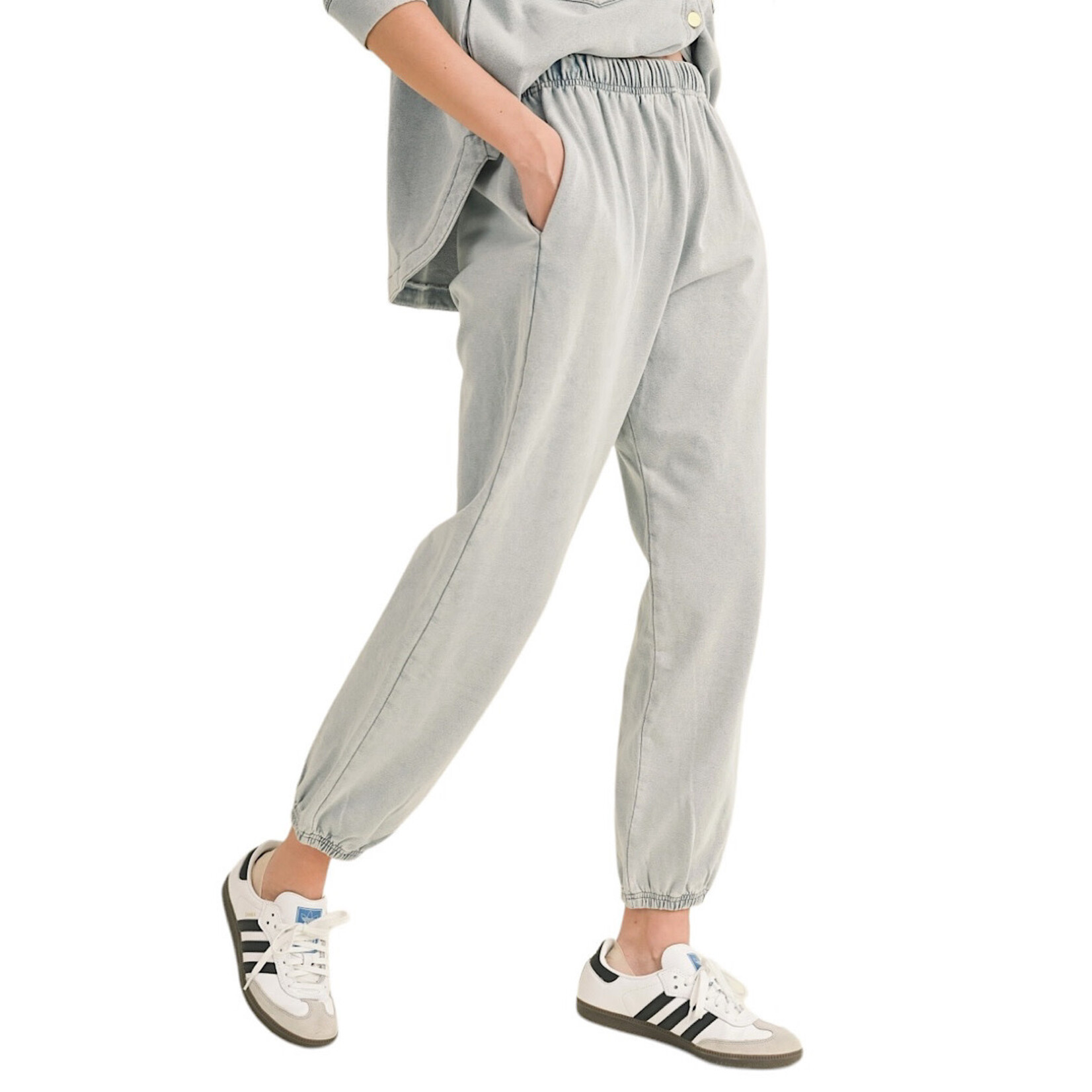 Dye and Washed Cotton Denim Sweatpant/Jogger