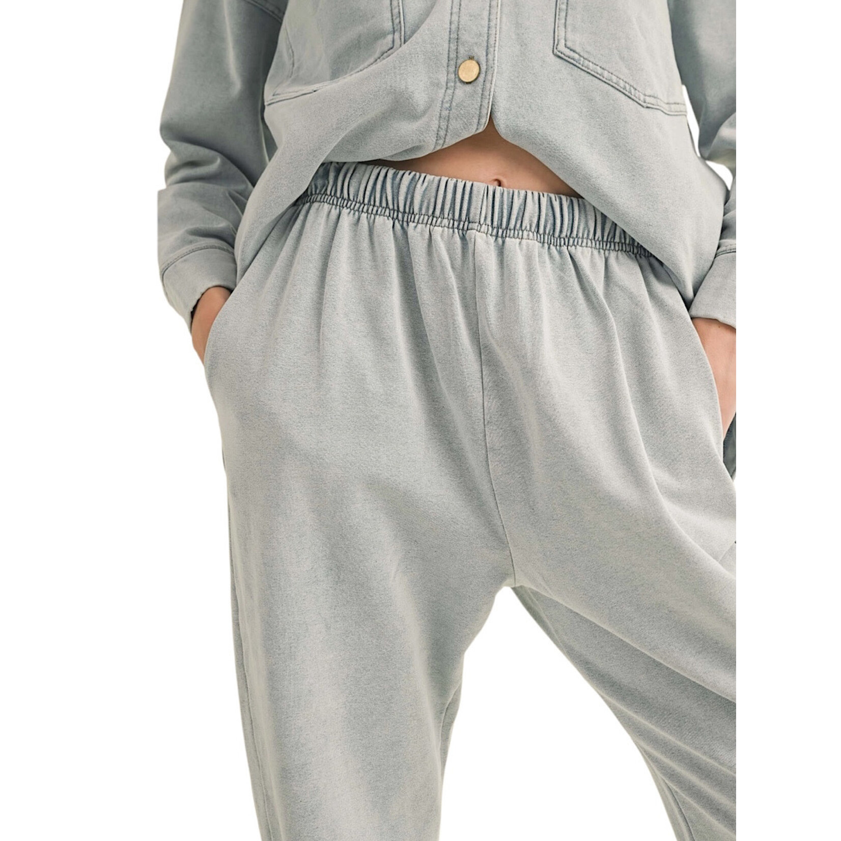 Dye and Washed Cotton Denim Sweatpant/Jogger