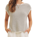 Grey Rolled Edge Knit Sweater Vest