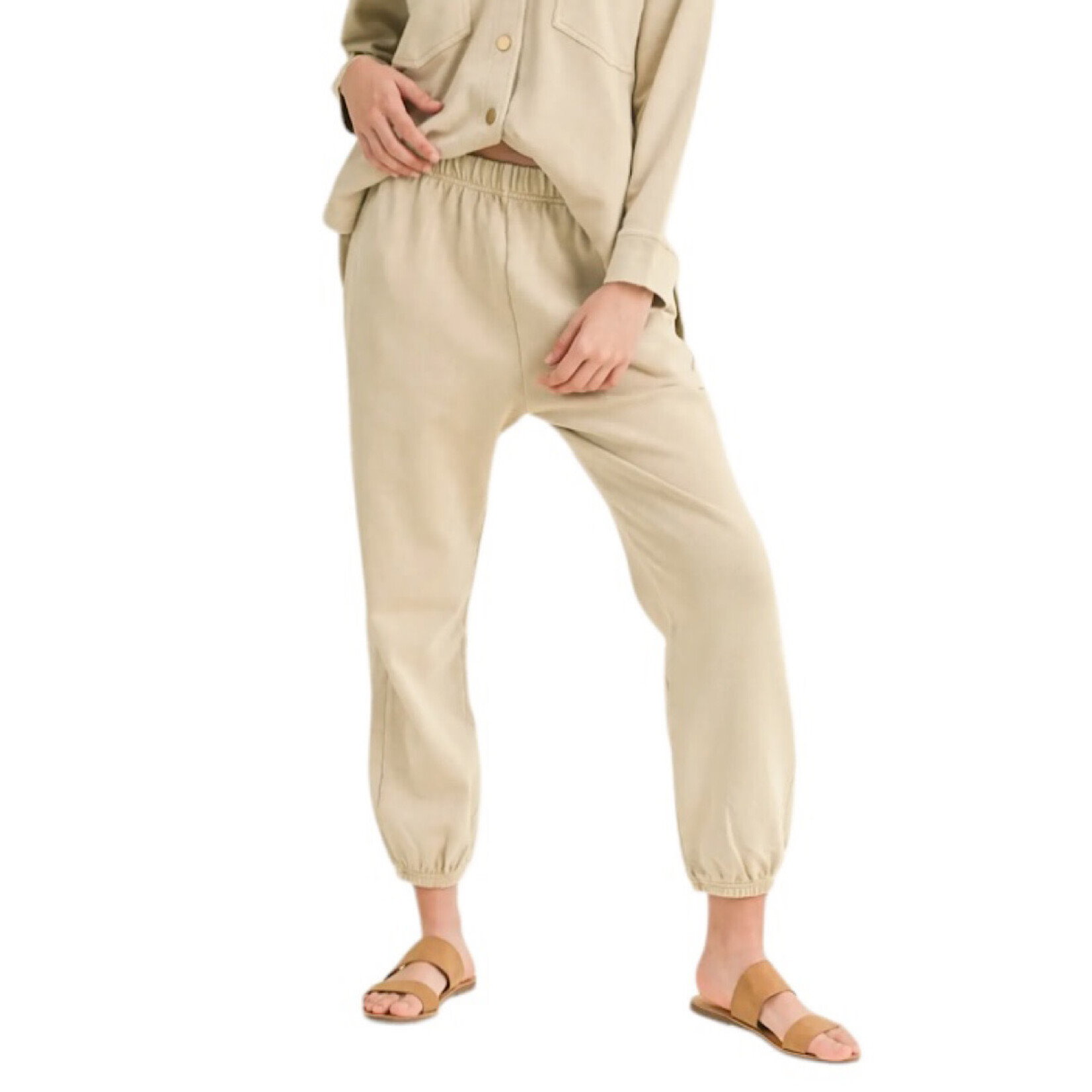 Dye and Washed Cotton Beige Sweatpant/Jogger