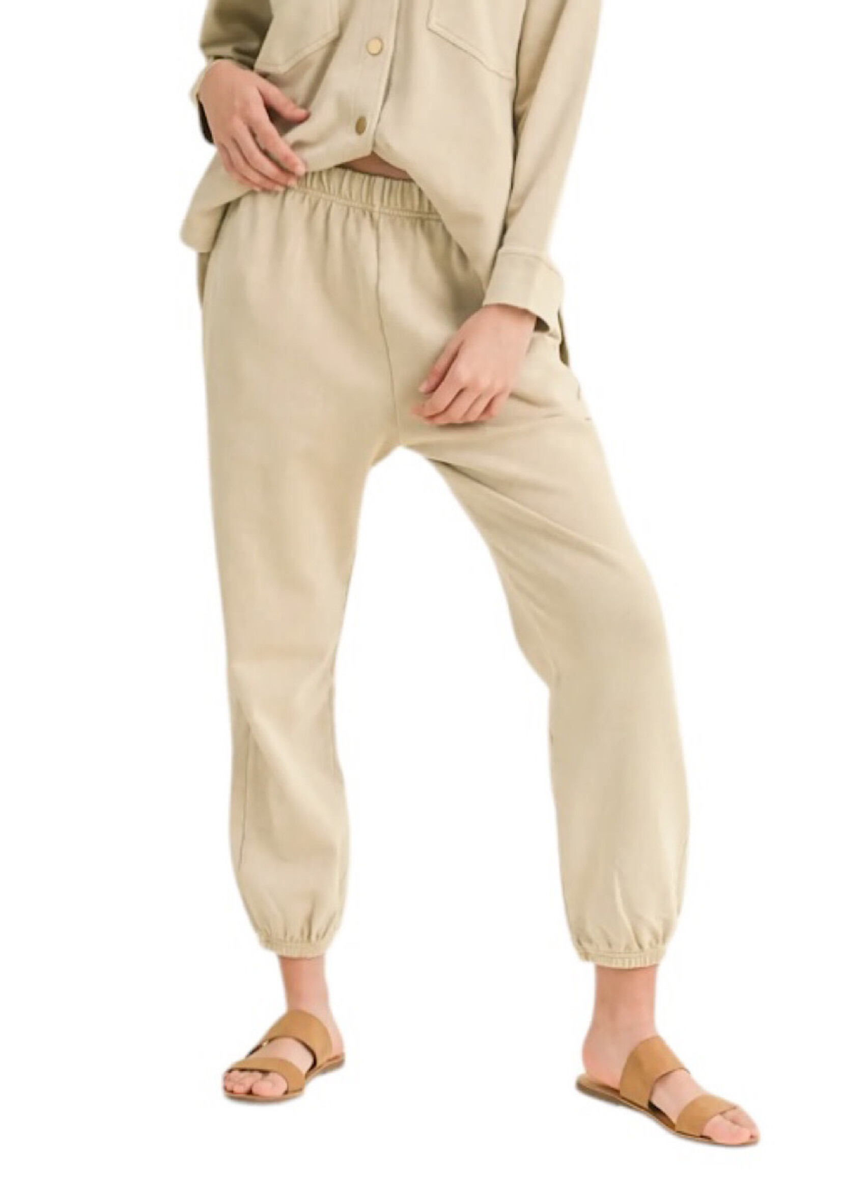Dye and Washed Cotton Beige Sweatpant/Jogger