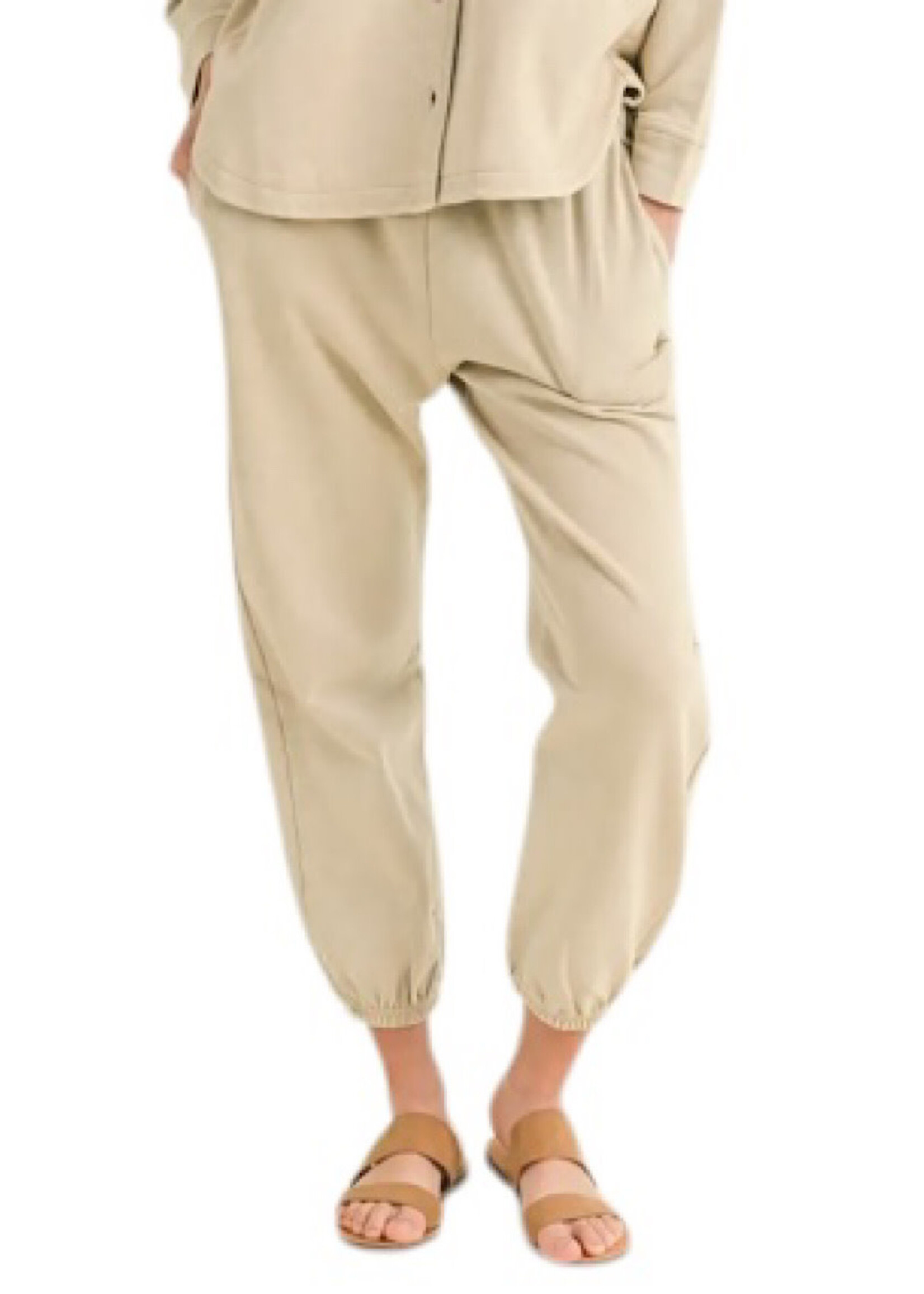 Dye and Washed Cotton Beige Sweatpant/Jogger