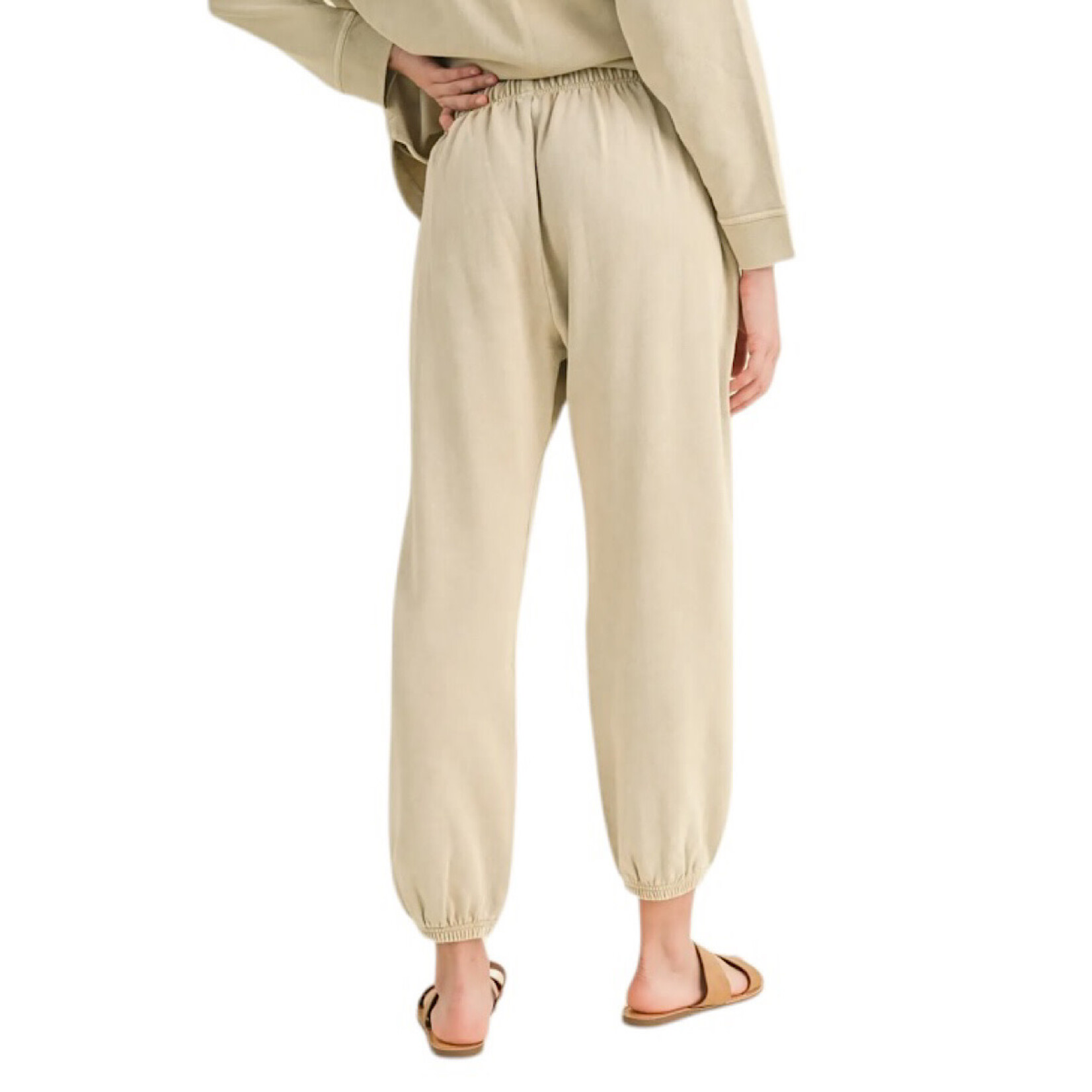 Dye and Washed Cotton Beige Sweatpant/Jogger