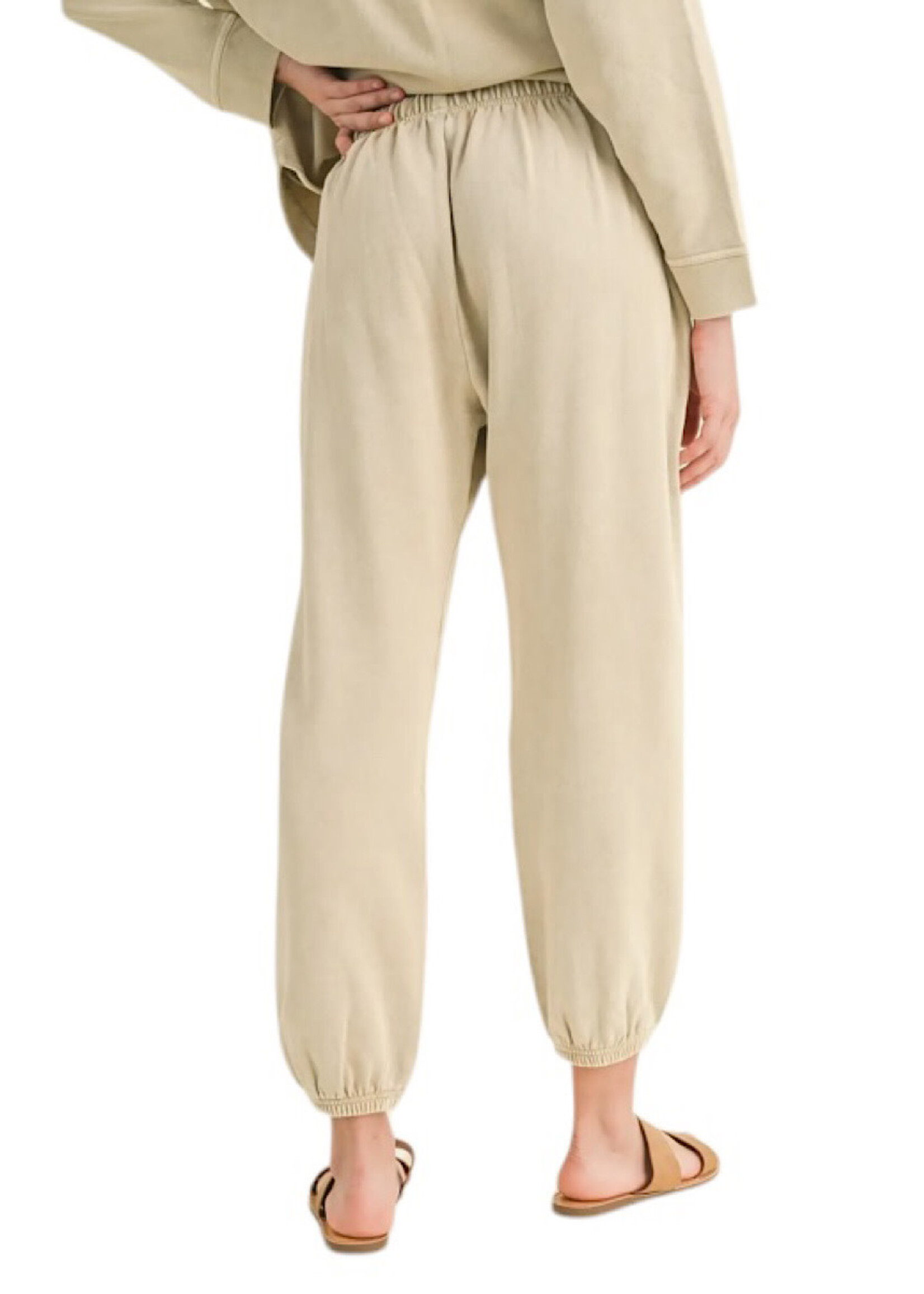 Dye and Washed Cotton Beige Sweatpant/Jogger