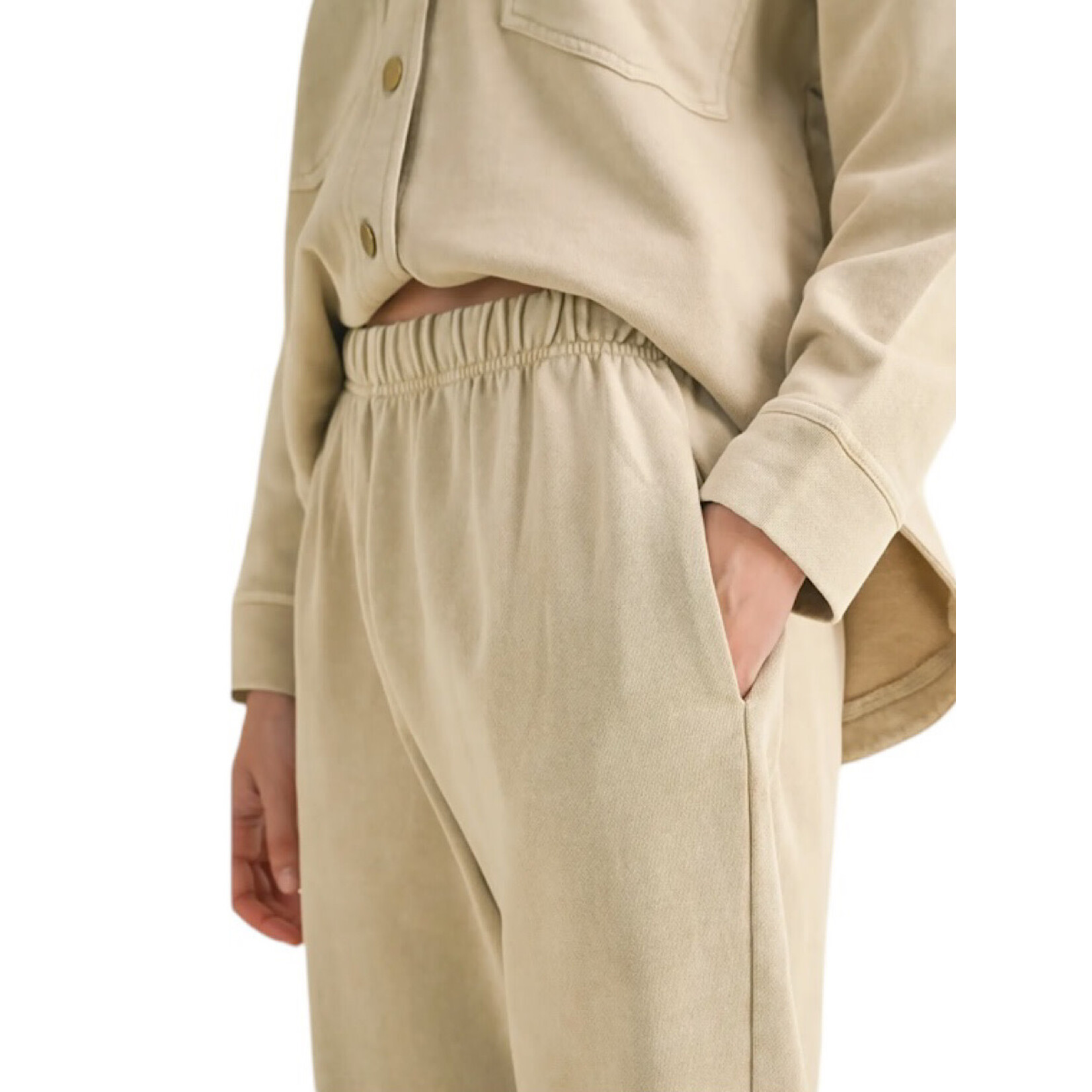 Dye and Washed Cotton Beige Sweatpant/Jogger