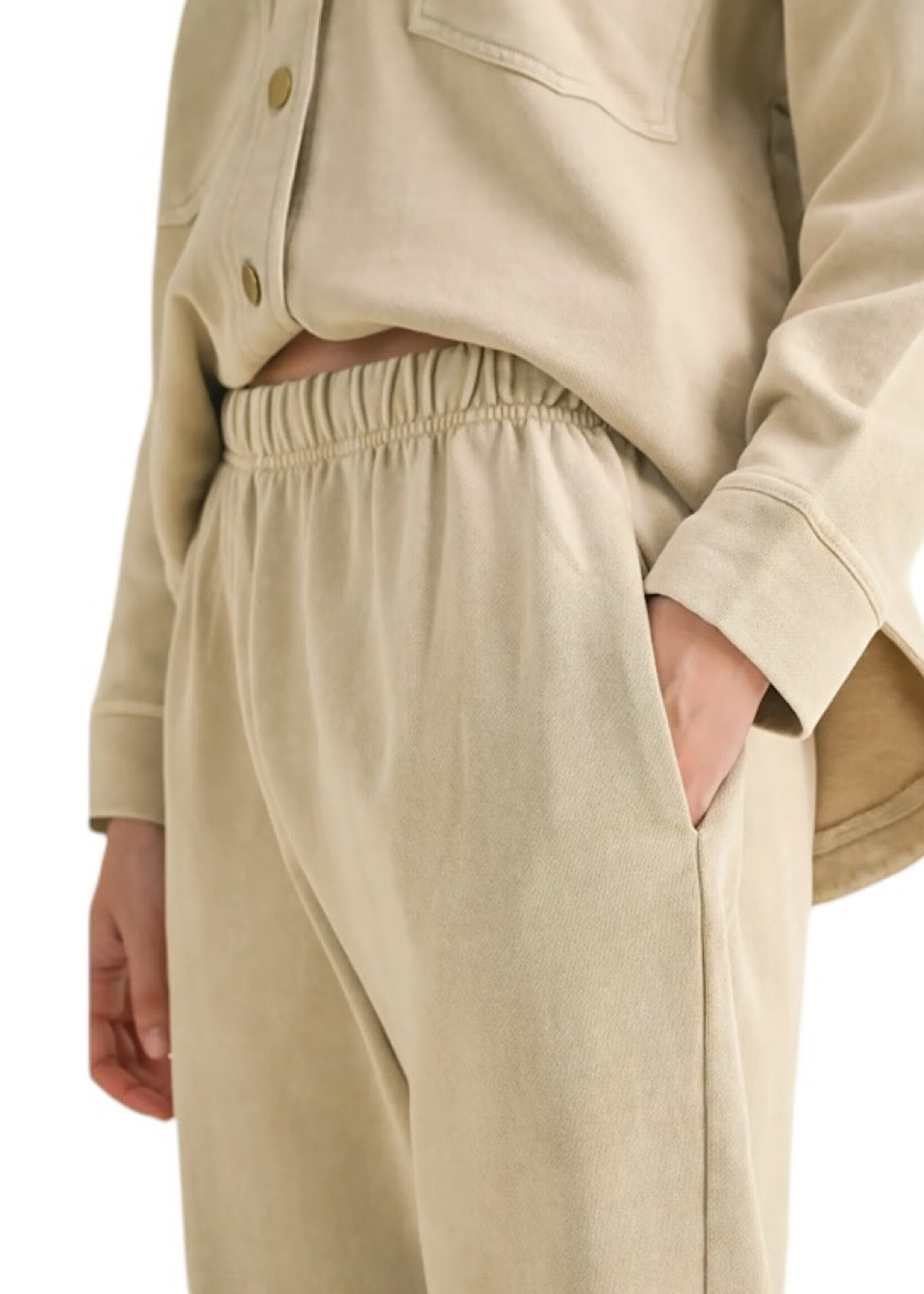 Dye and Washed Cotton Beige Sweatpant/Jogger