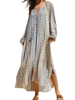 Stripe Print Vacation Midi Dress