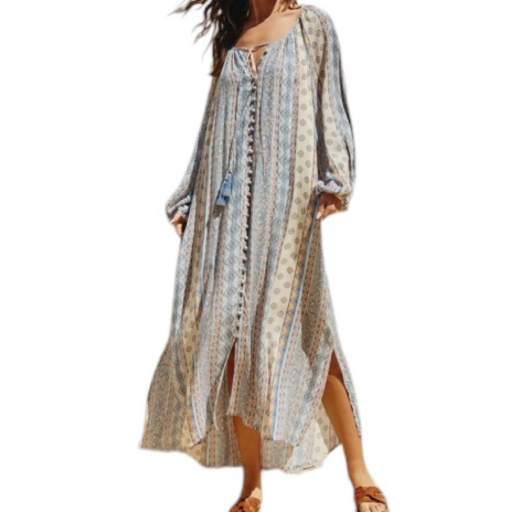 Stripe Print Vacation Midi Dress